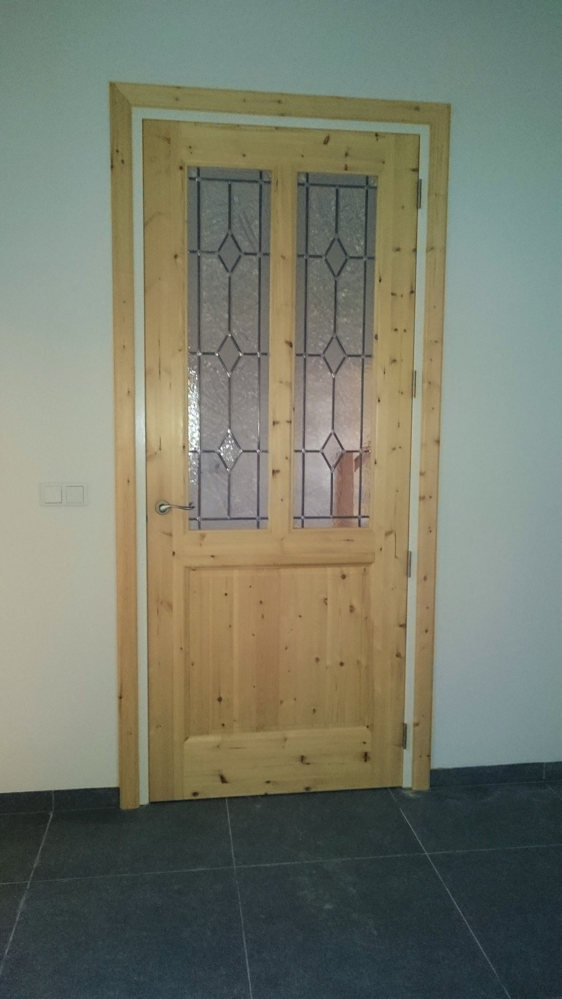 binnendeur Massief grenenhout en glas-in-lood