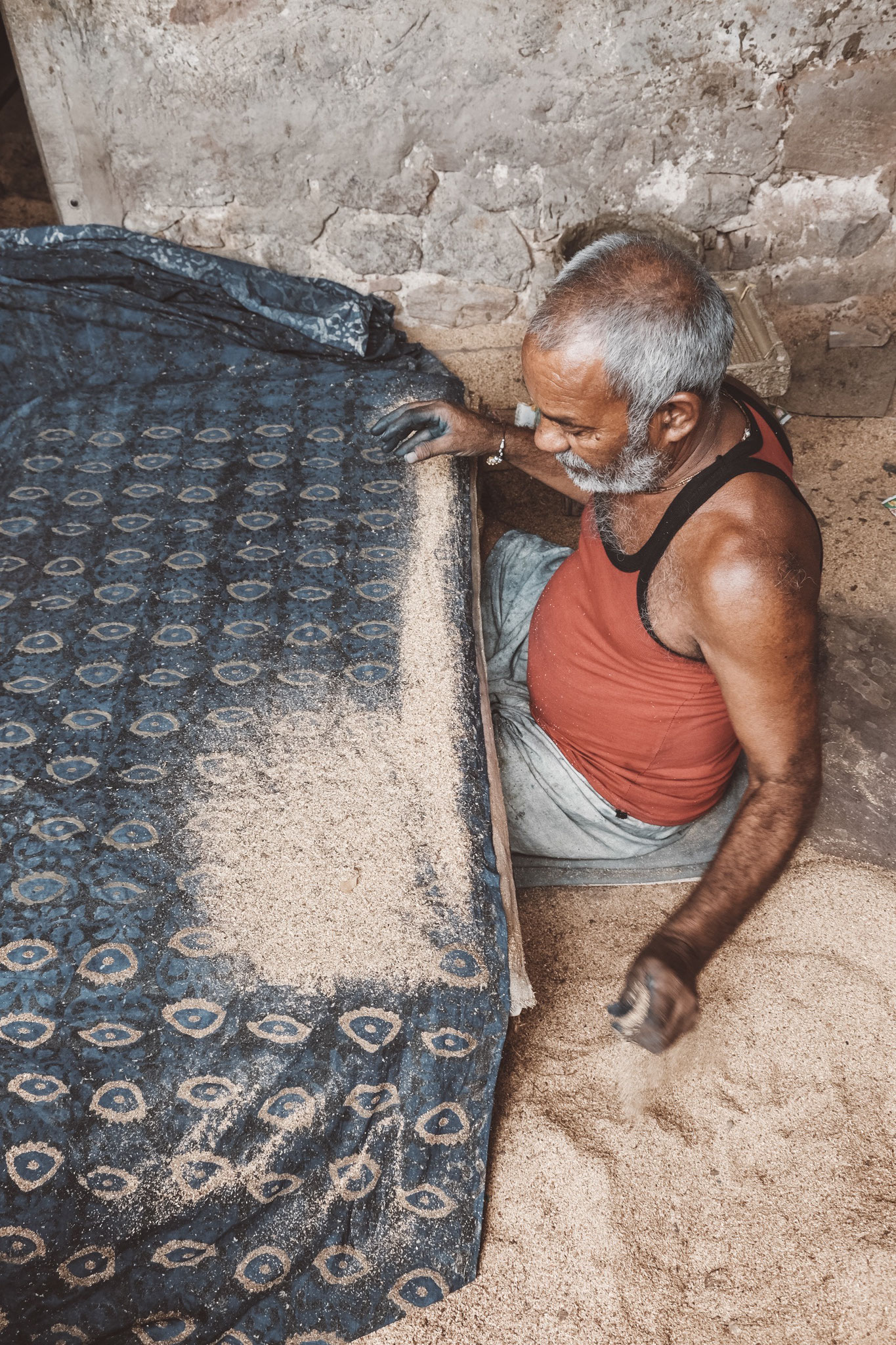 Mud resist Indigo Blockprint Bagru,in Cooperation mit Maasa production Pvt. Ltd.