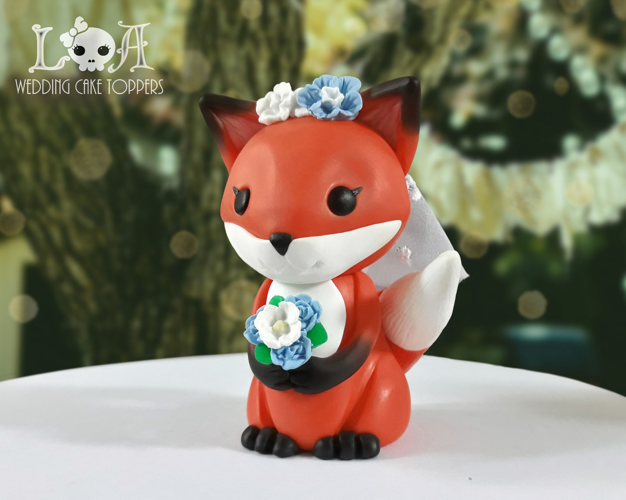 Kawaii Fox Wedding Cake Toppers