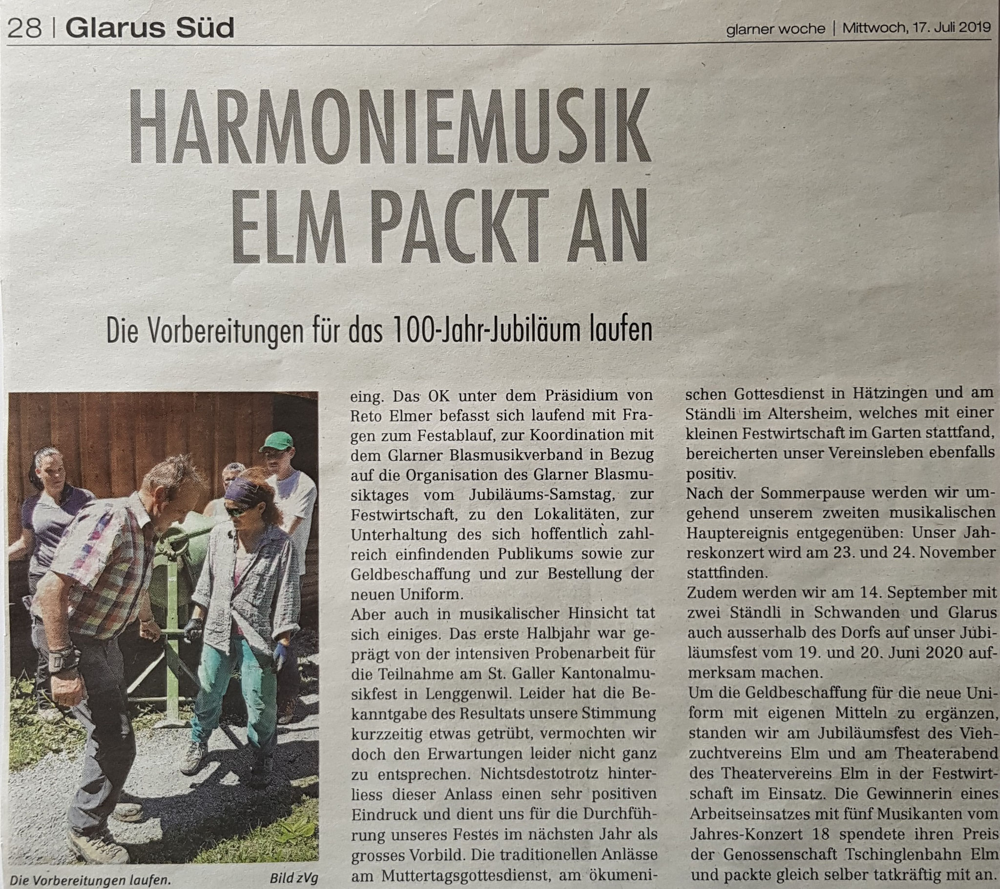 Zeitungsbericht vom Mi. 17. Juli 2019