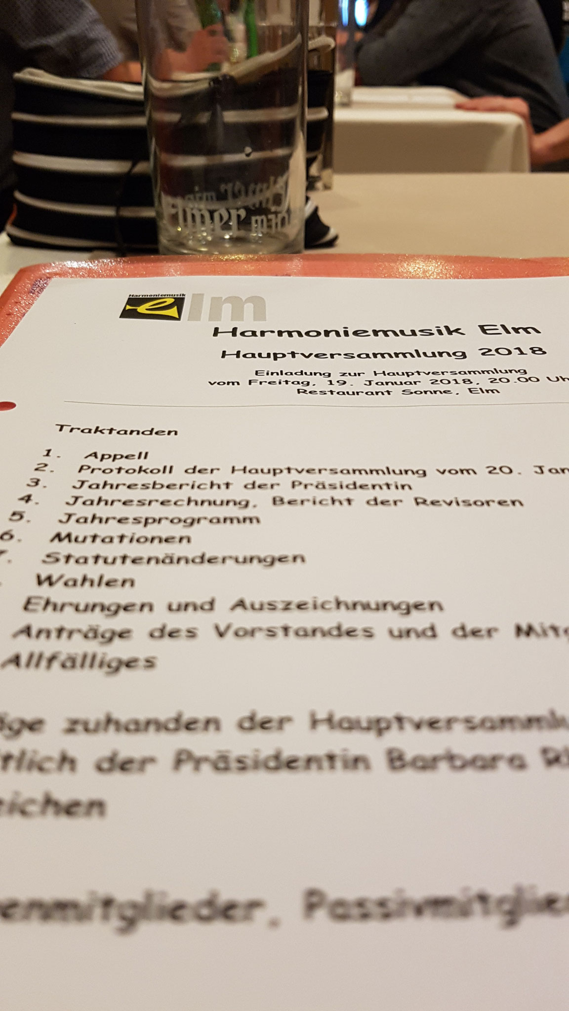 Unser Programm der HV 2018