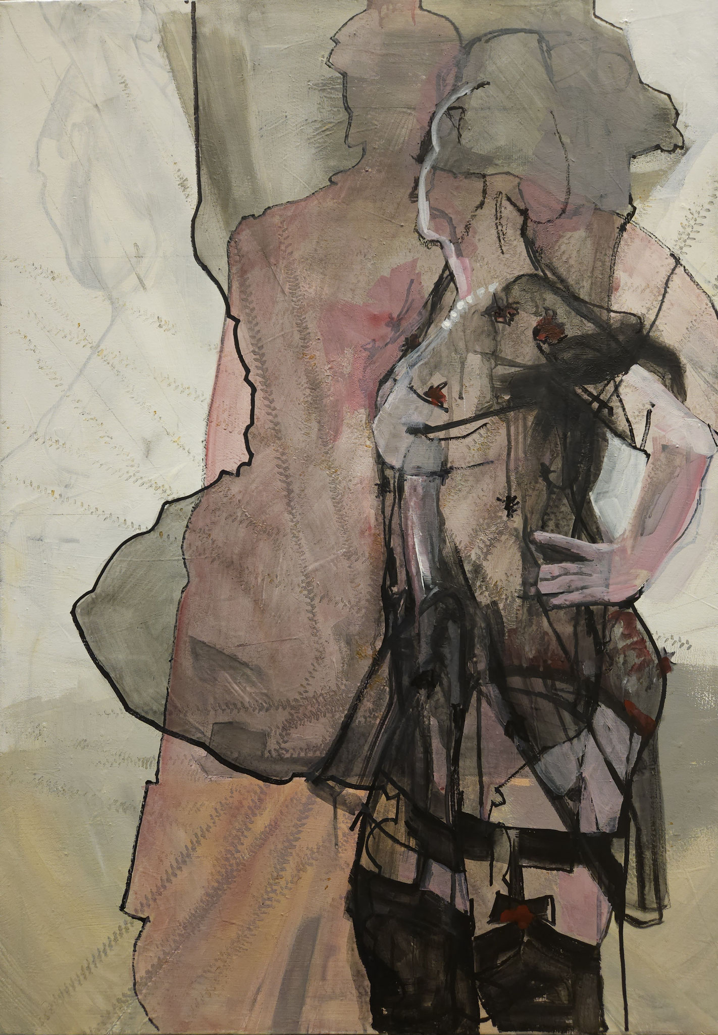 Lingerie (oder "Das Darunter"), Acryl + Edding auf Leinwand, 100cm x 70cm