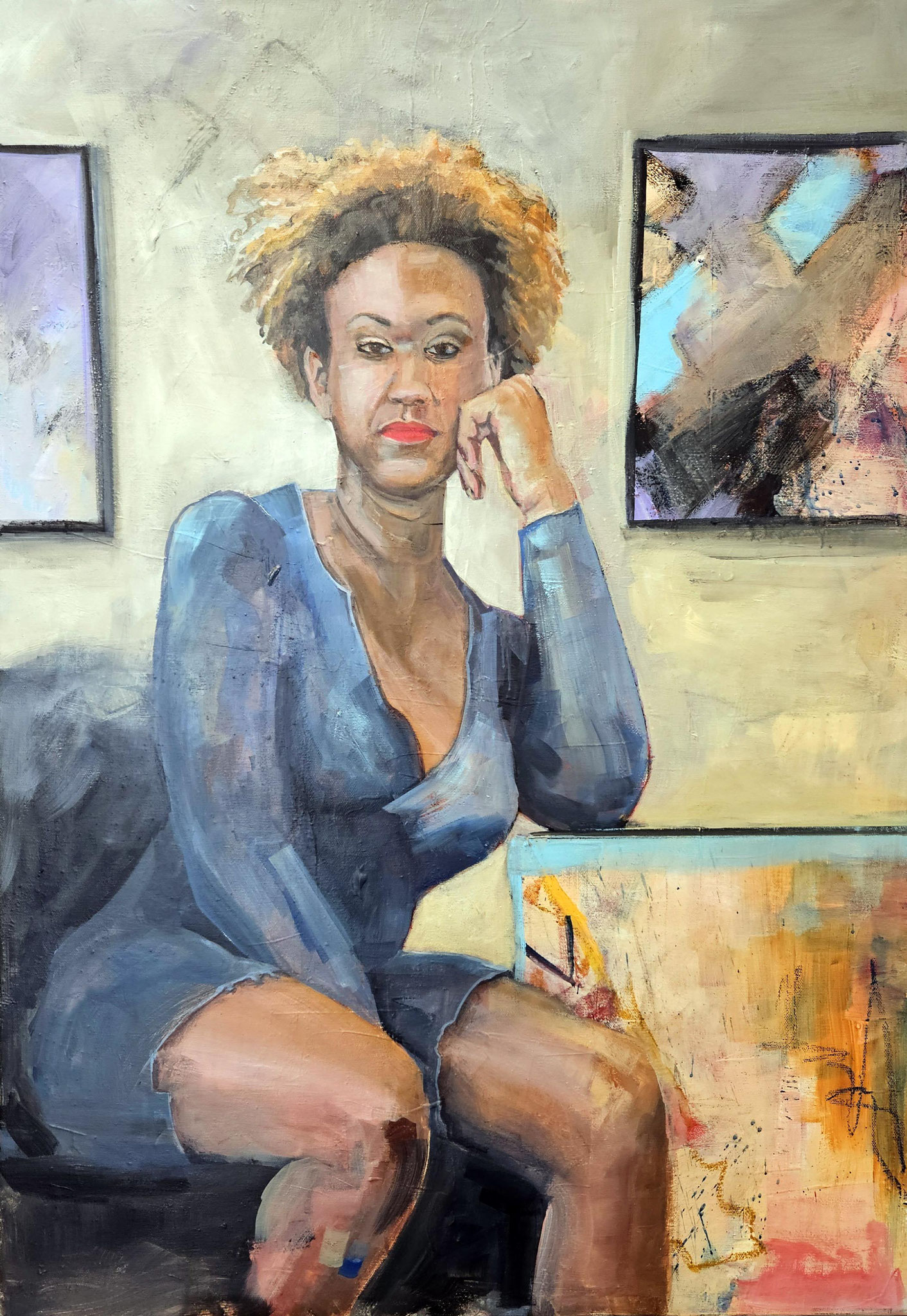 Waiting for my date, Mixed Media auf Leinwand, 100cm x 70cm