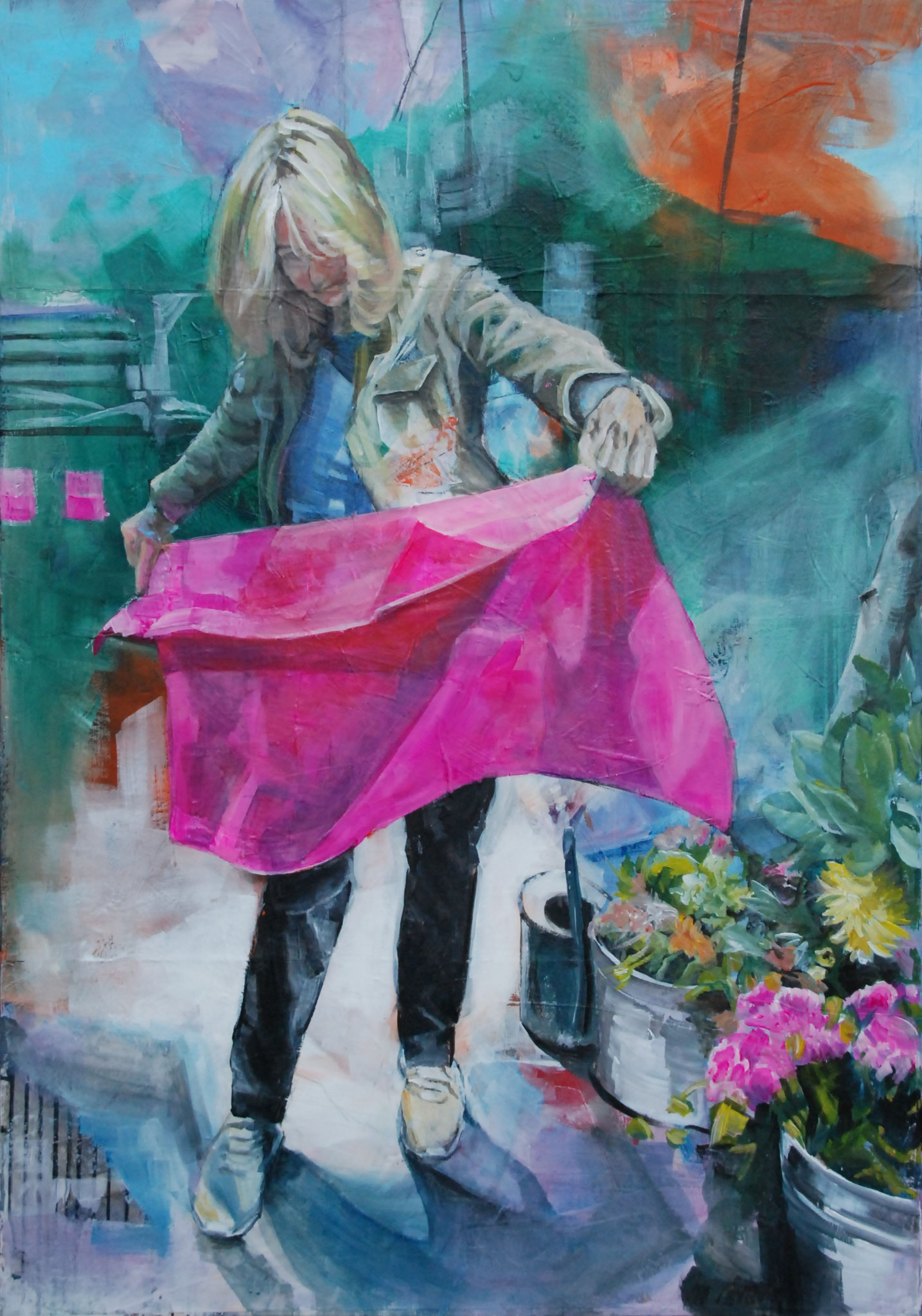 Carola, Acryl und Collage auf Leinwand, 100cm x 70cm