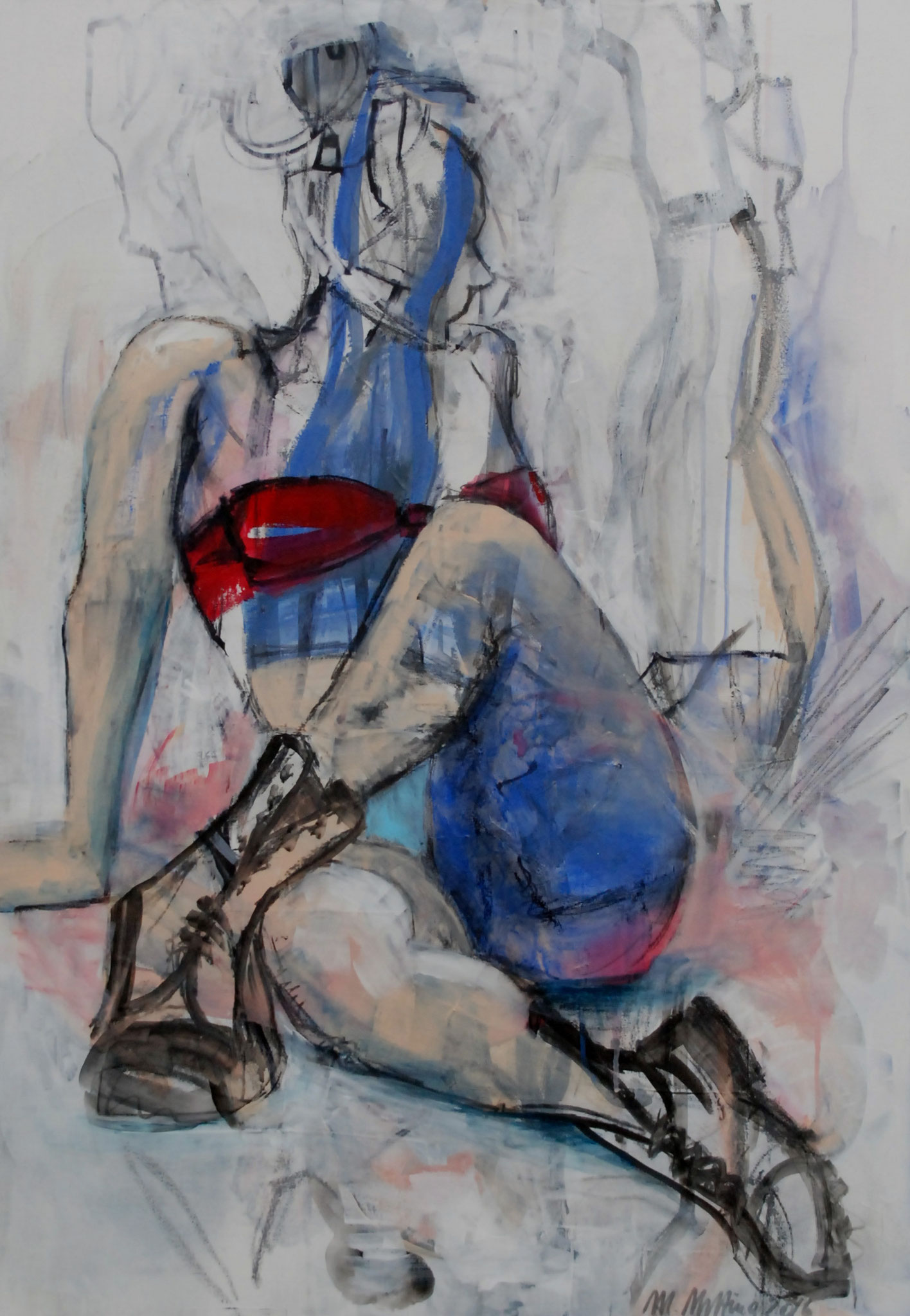 Red Bra, Mixed Media auf Leinwand, 100cm x70cm