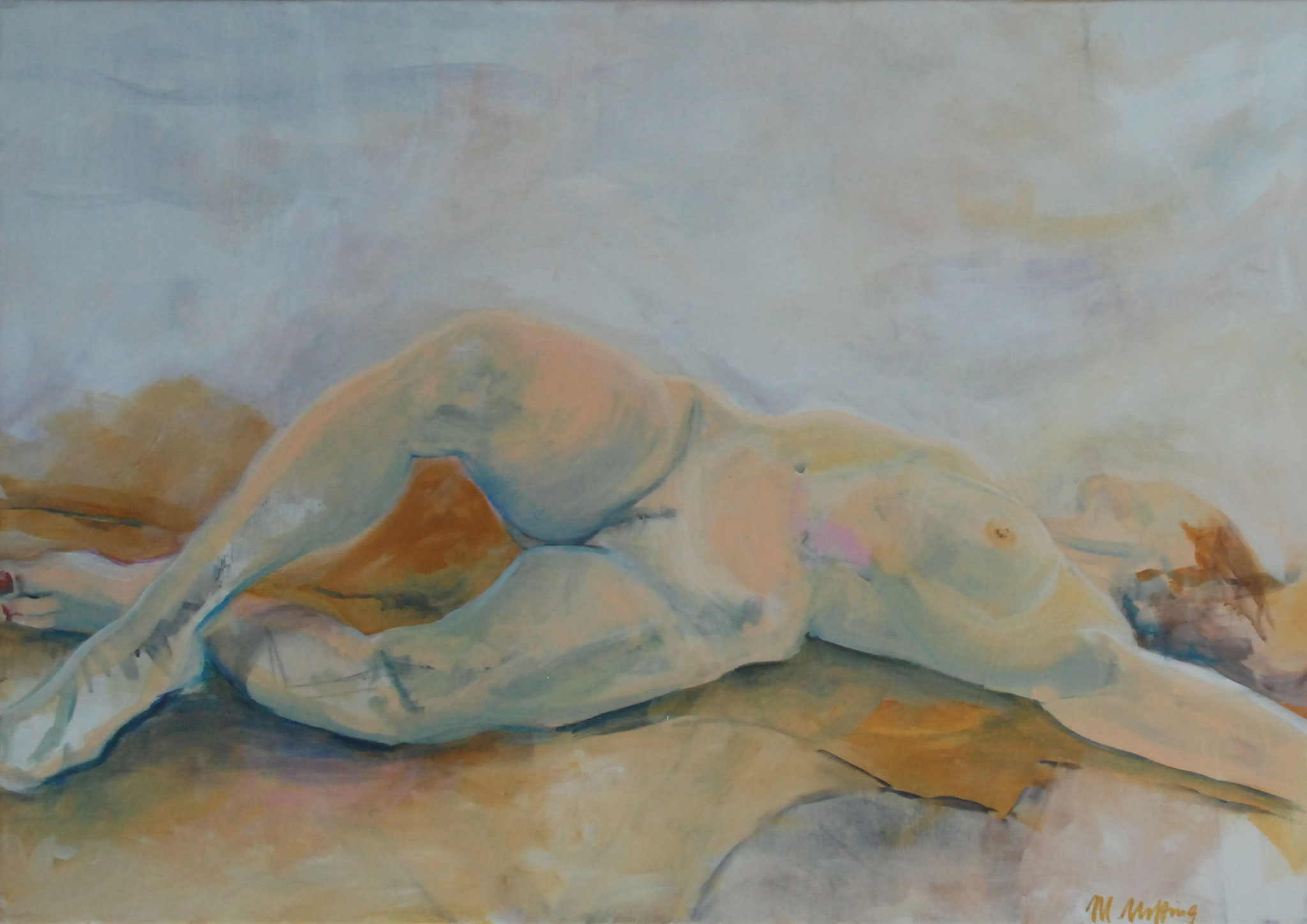 Akt in gelb, Acryl auf Leinwand, 70cm x 100cm