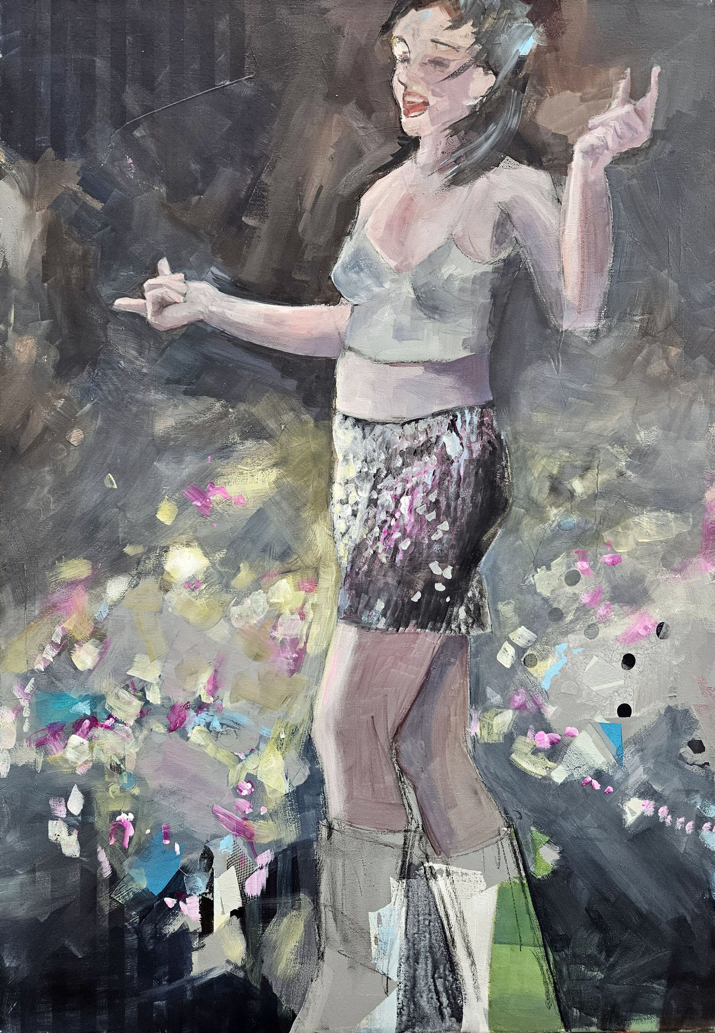 Ich fühl mich Disco, Mixed Media auf Leinwand, 100cm x 70cm