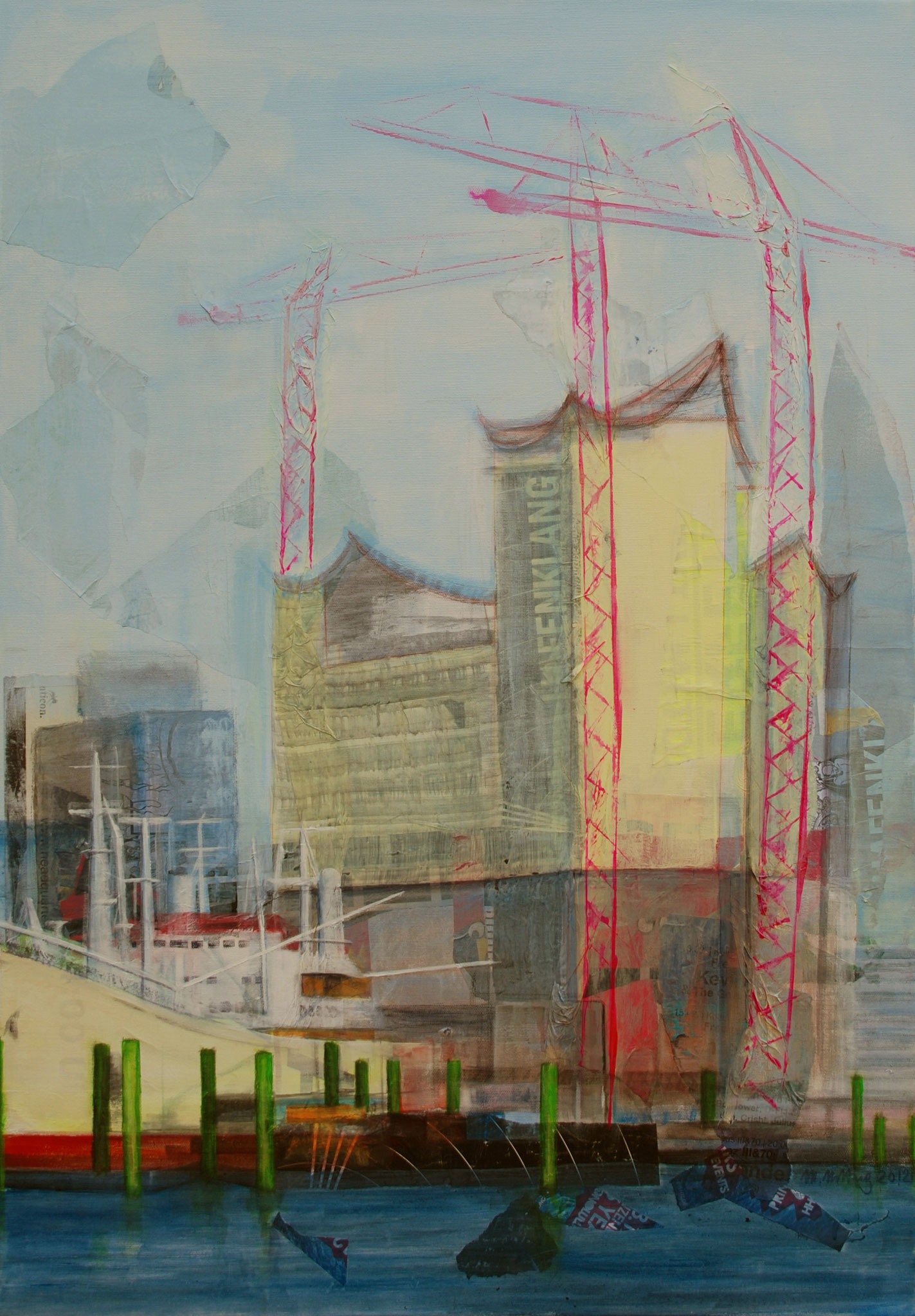 Elbphilharmonie, Mixed Media auf Leinwand, 100cm x 70cm