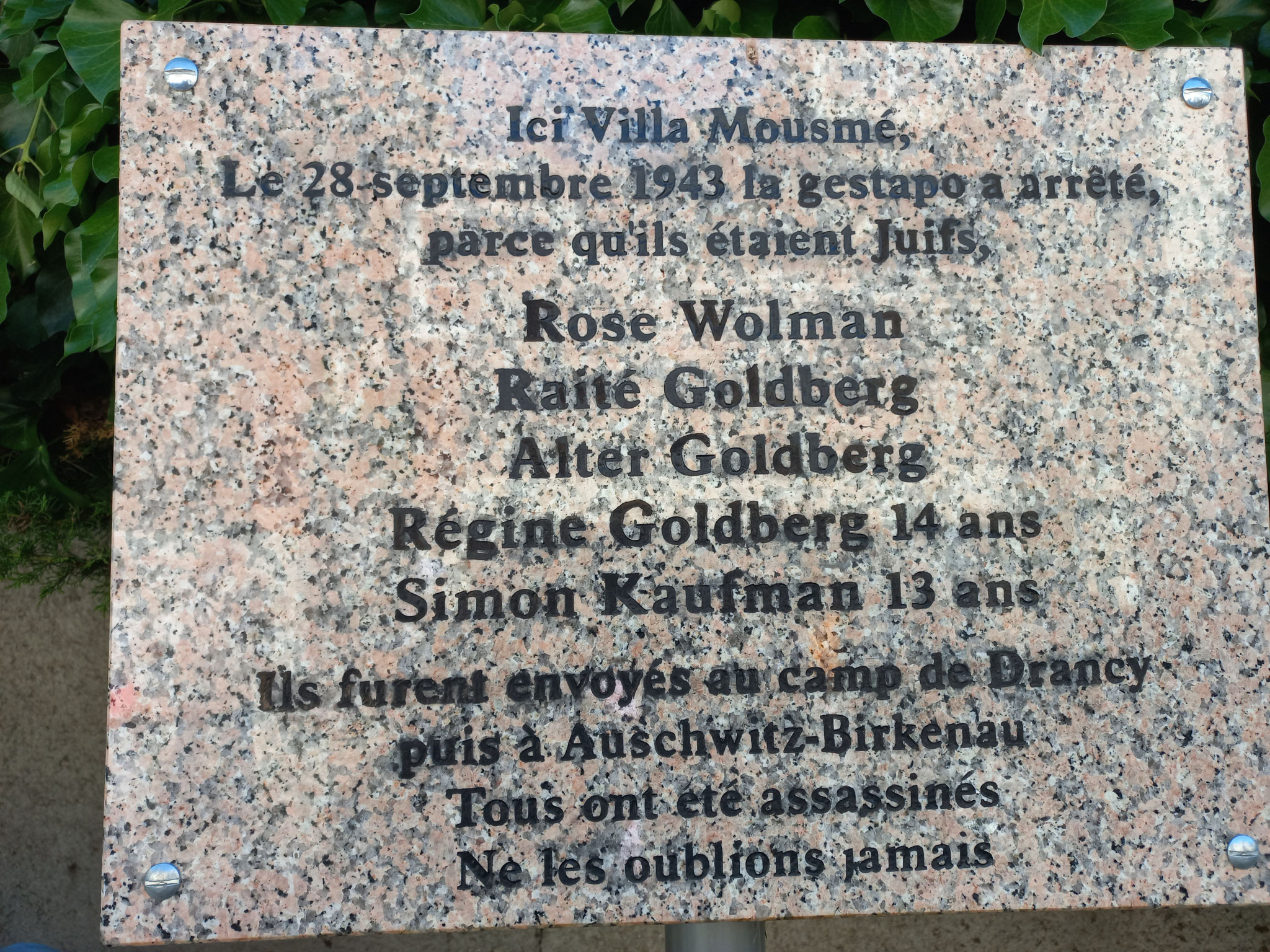 Plaque commémorative