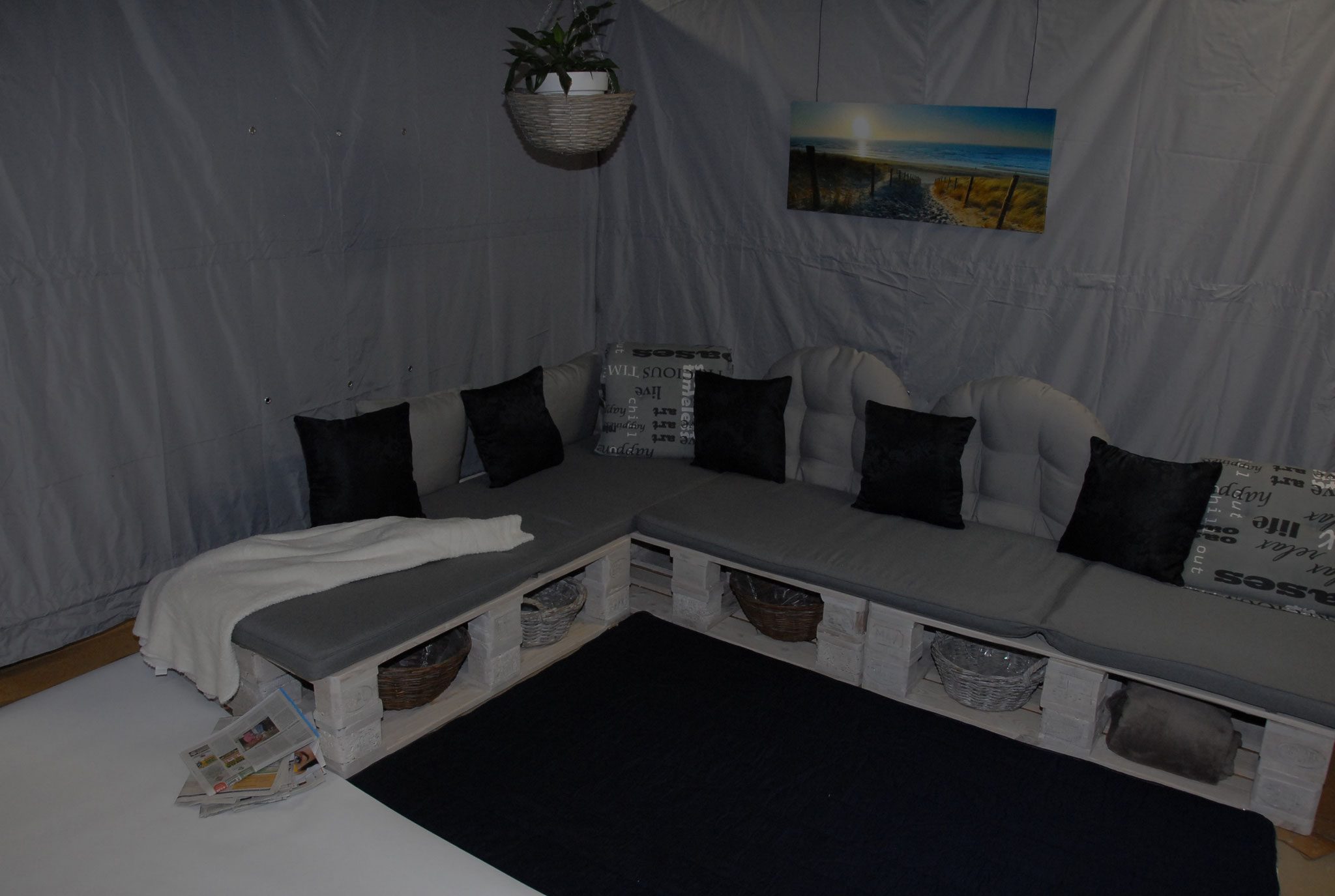 Hoekbank van Pallets op bestelling gemaakt 180 x 290 cm