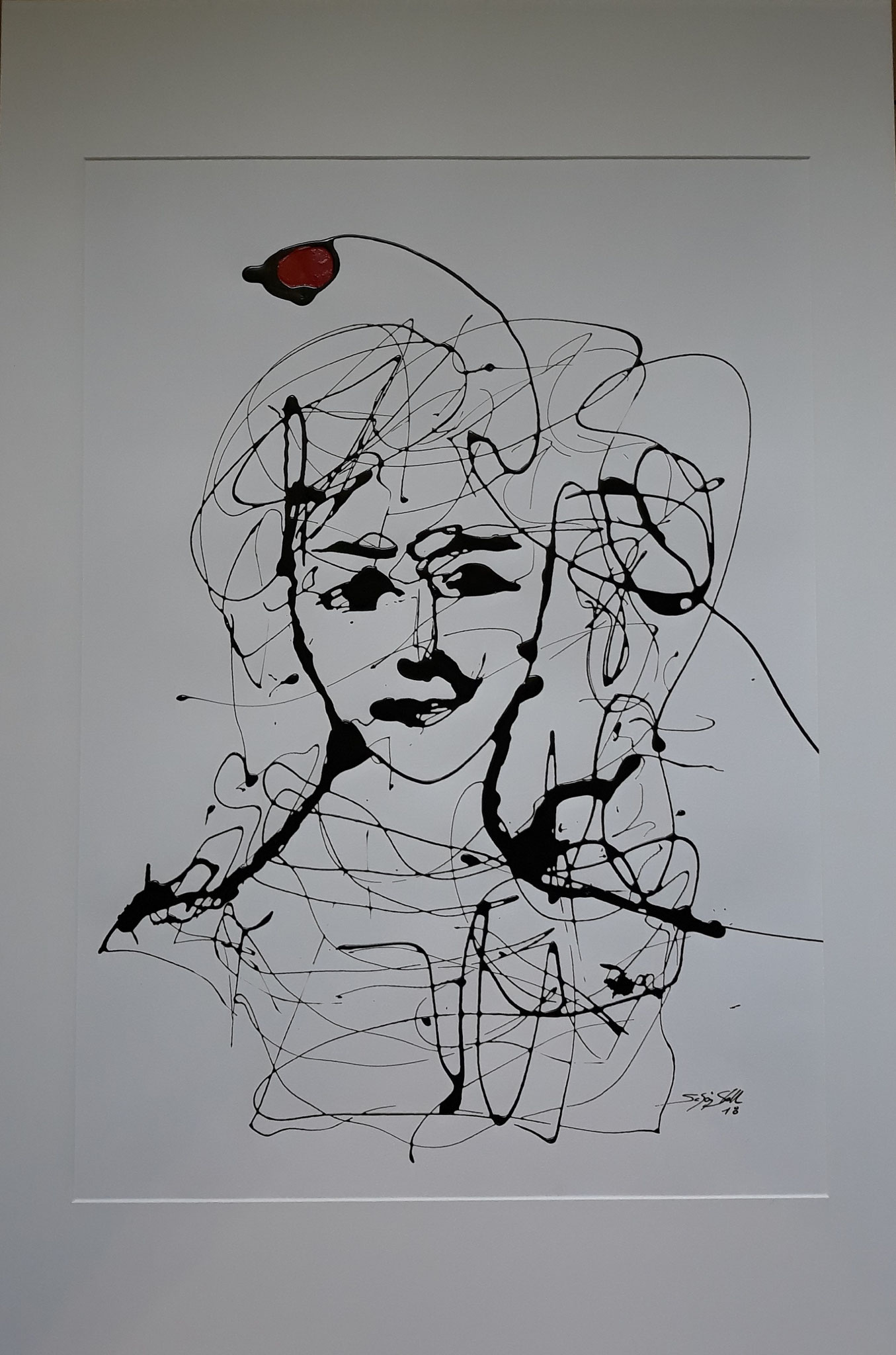"Gedankenreise IV", Lack auf Papier, 90 x 70 cm, verkauft