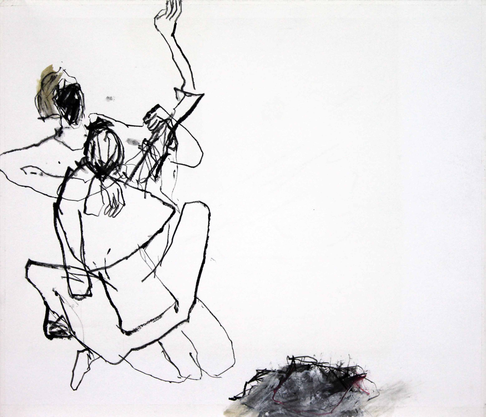 Aus der Reihe „Butoh-Tanz, live gezeichnet“ 2019 Mischtechnik 35 x 42 cm