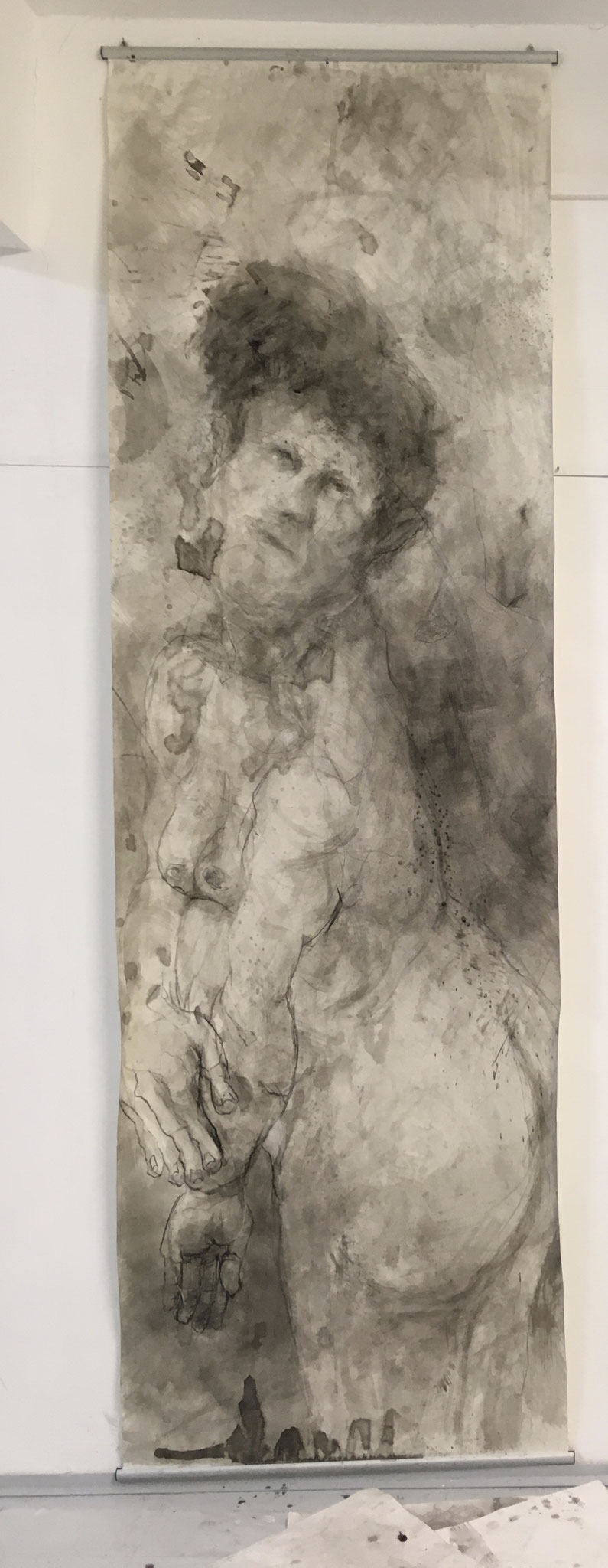 ohne Titel, November 2019, Tusche auf Papier, 100 x 320 cm