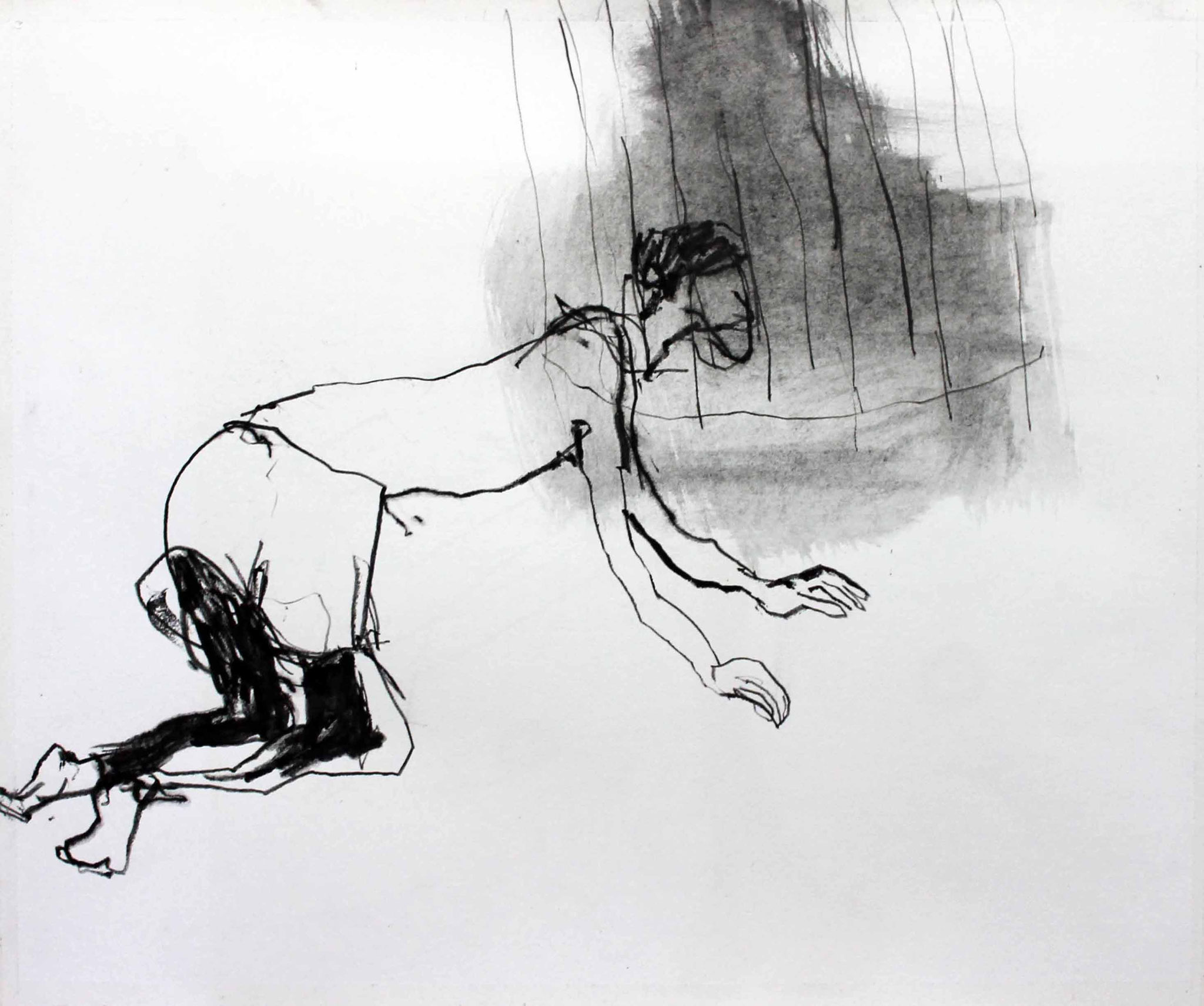 Aus der Reihe „Butoh-Tanz, live gezeichnet“ 2019 Mischtechnik 35 x 42 cm