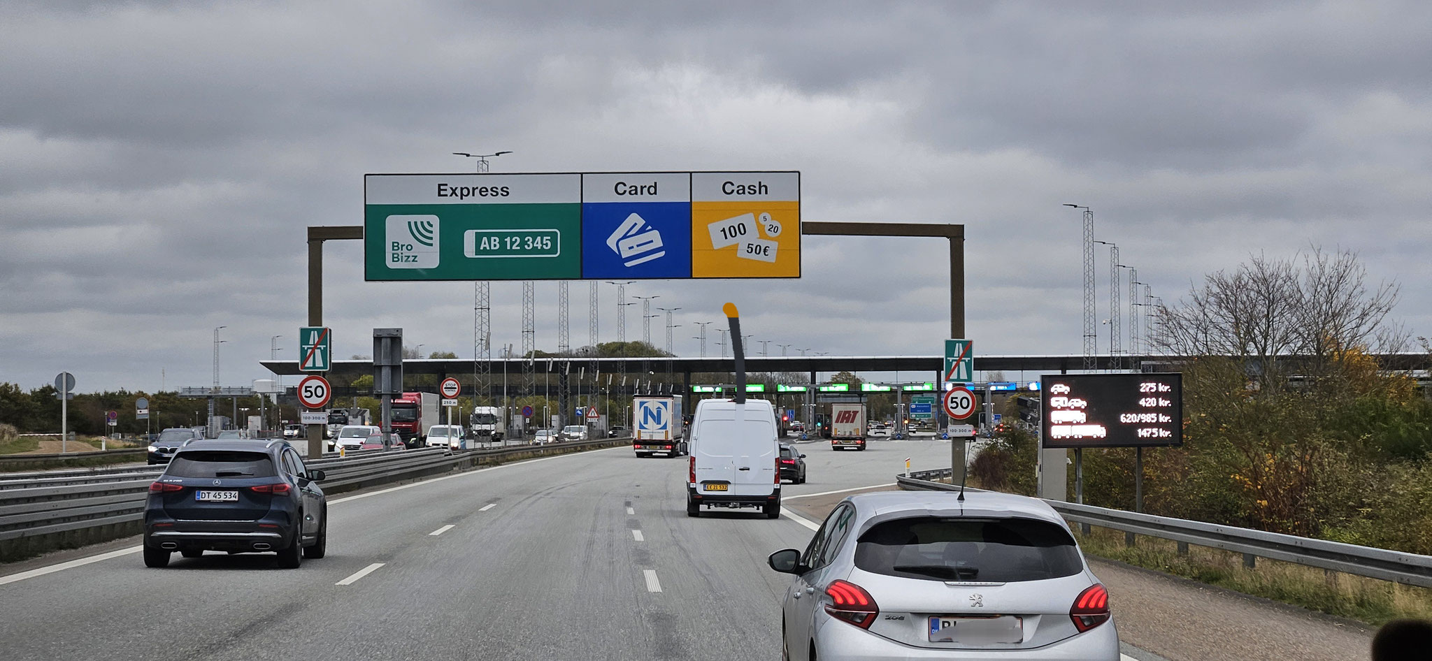 Die erste Maut, noch ohne Transponder für DKK 620.00