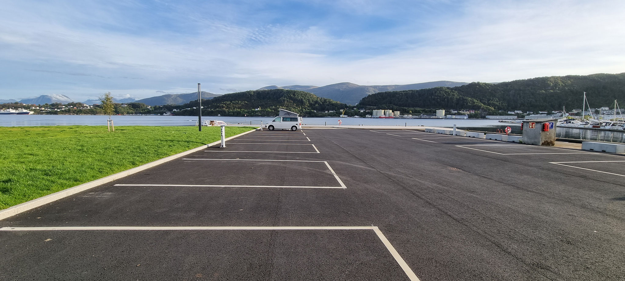 Stellplatz in Alesund - kurze Parzellen und extrem schräg