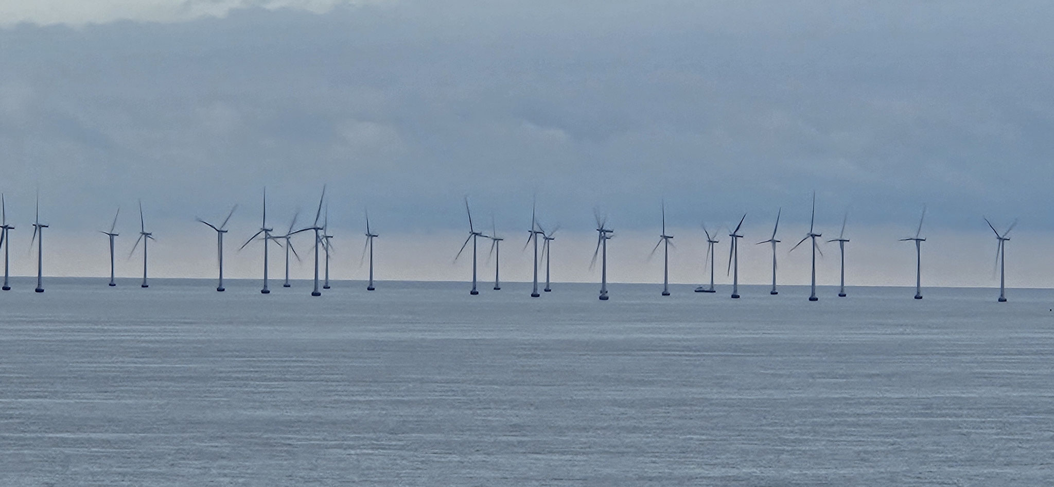Die Windräder weit draussen auf dem Meer