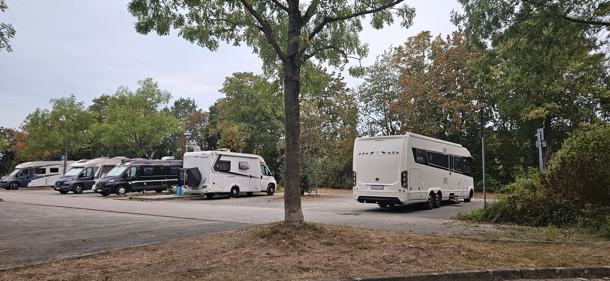 Die Autobahn hört man gut aber für eine Nacht stehen wir hier wieder gut