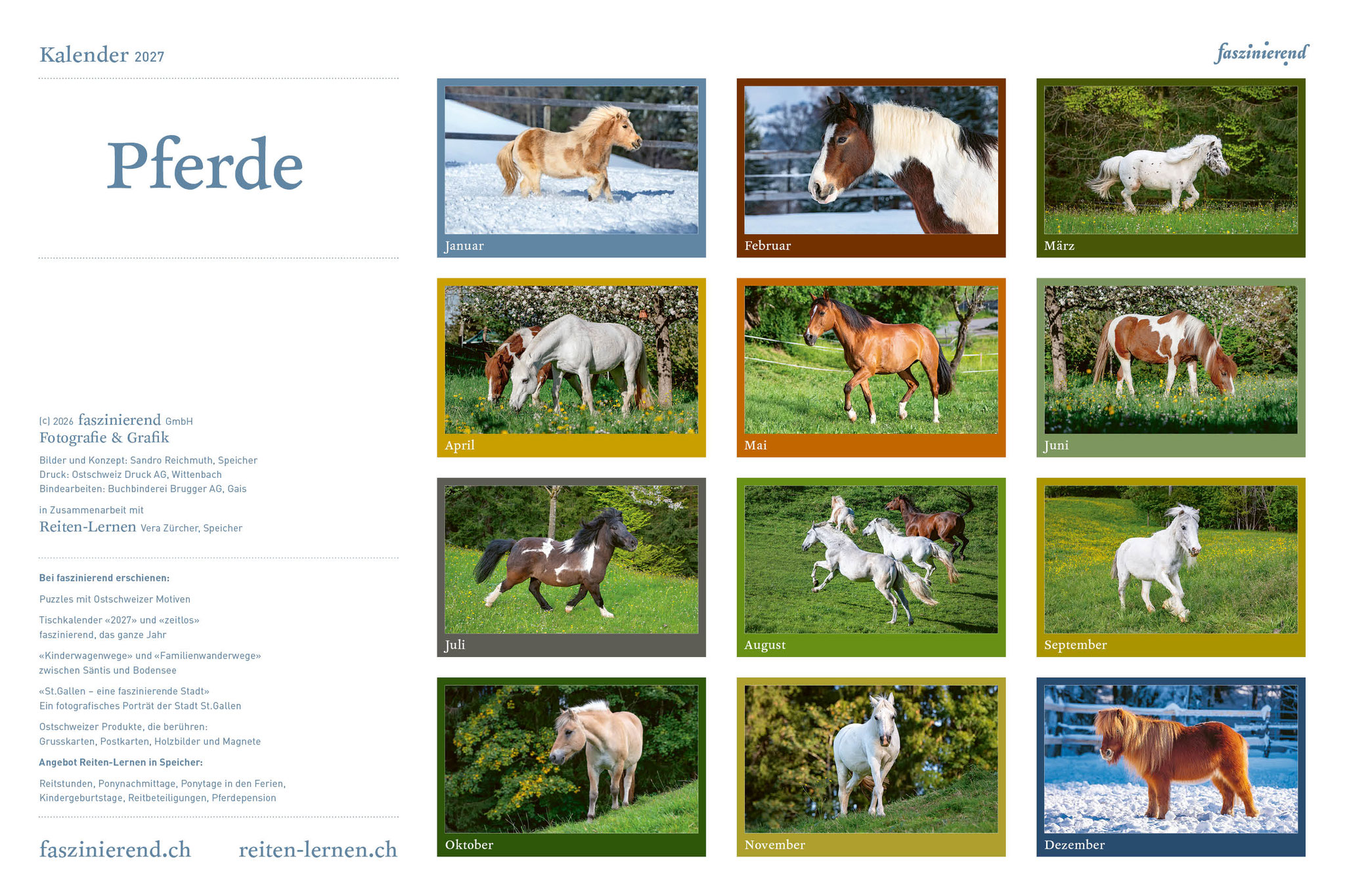 Wandkalender Kalender 2027 Pferde