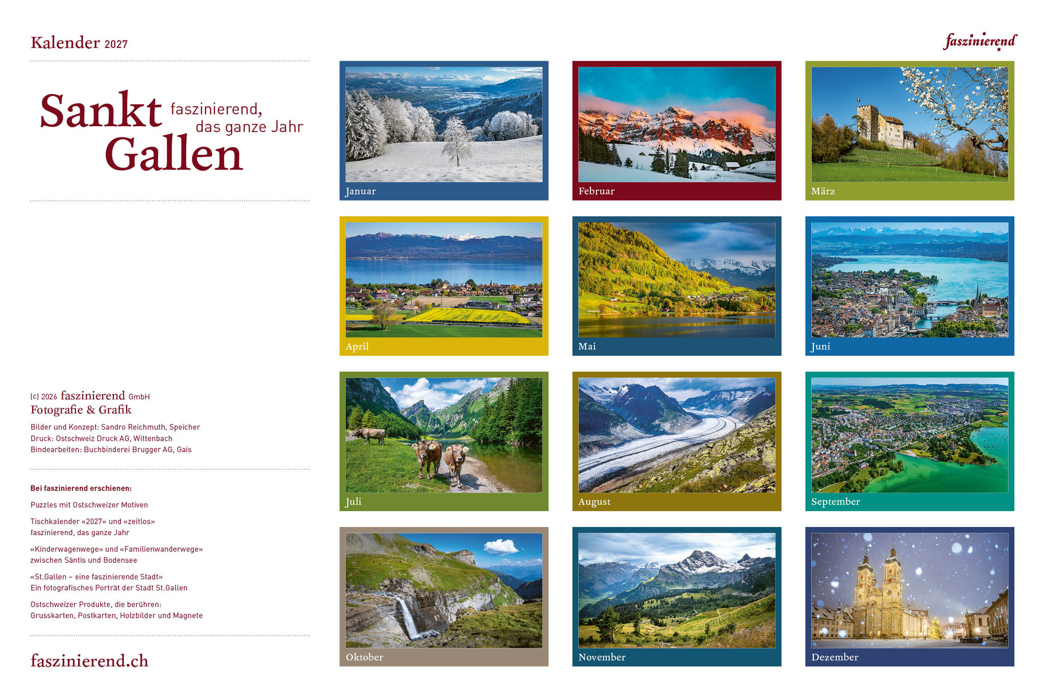 Wandkalender Kalender 2027 Schweiz
