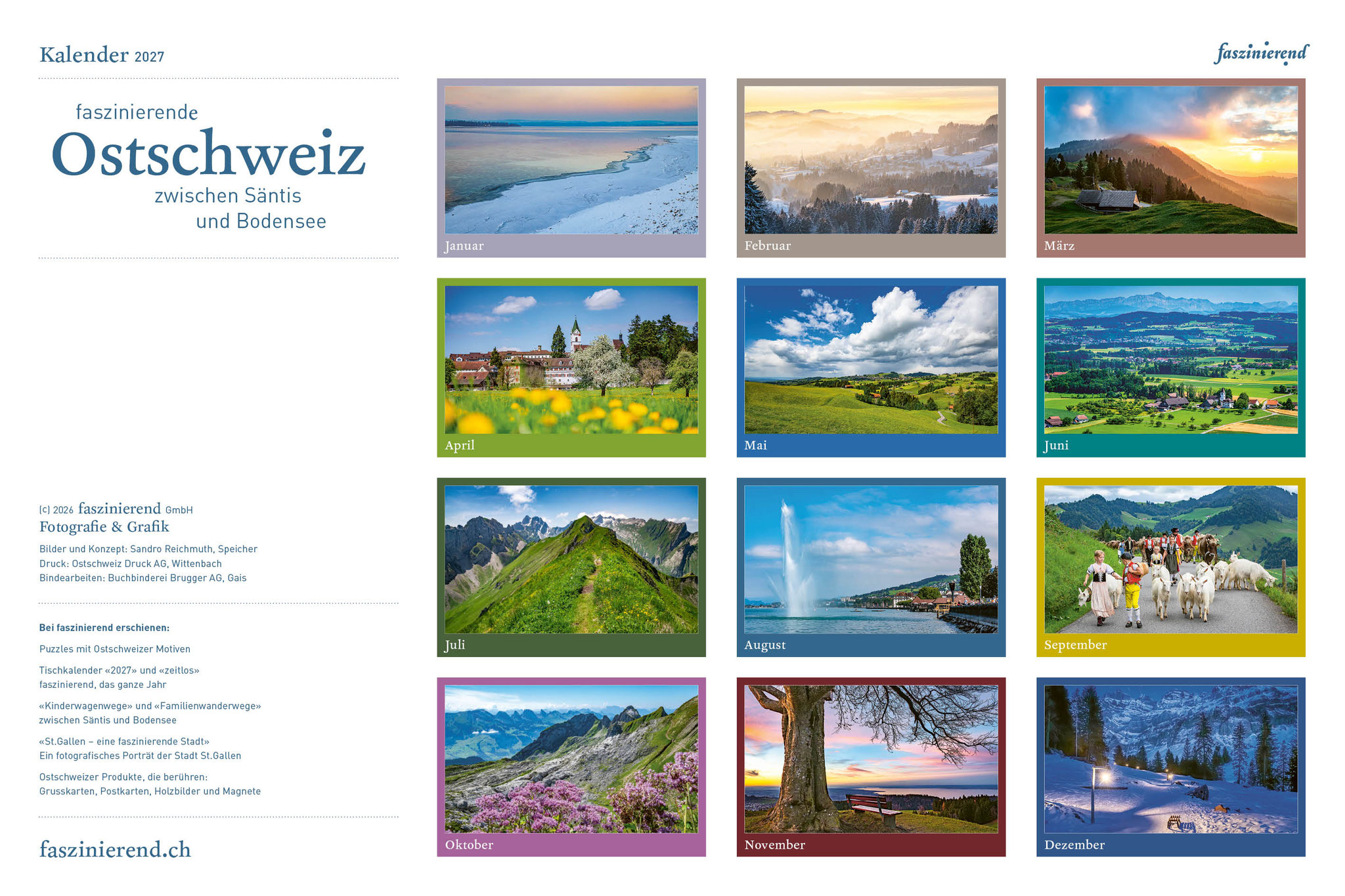 Wandkalender Kalender 2027 Ostschweiz