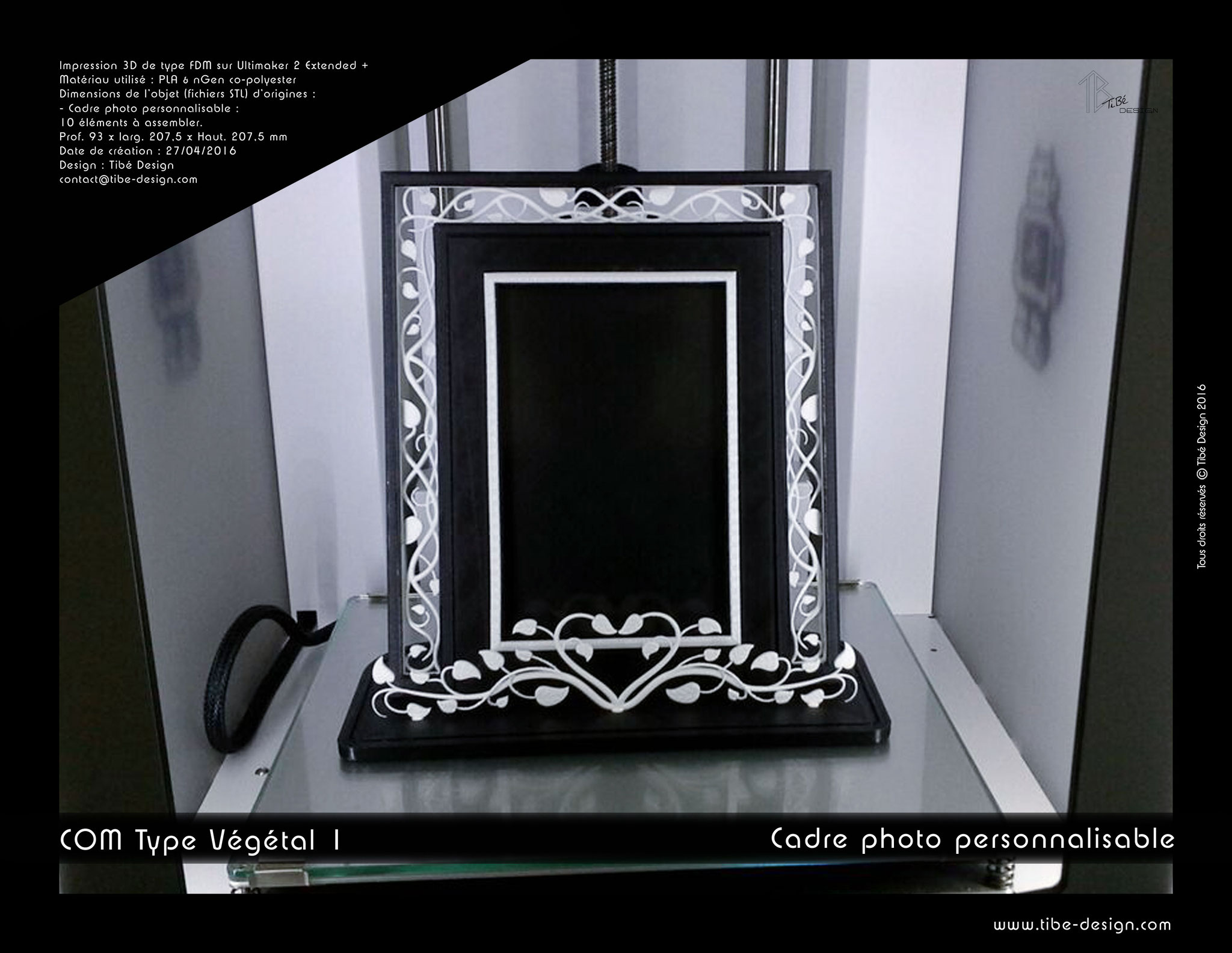Cadre photo personnalisable print 3D design COM type Végétal