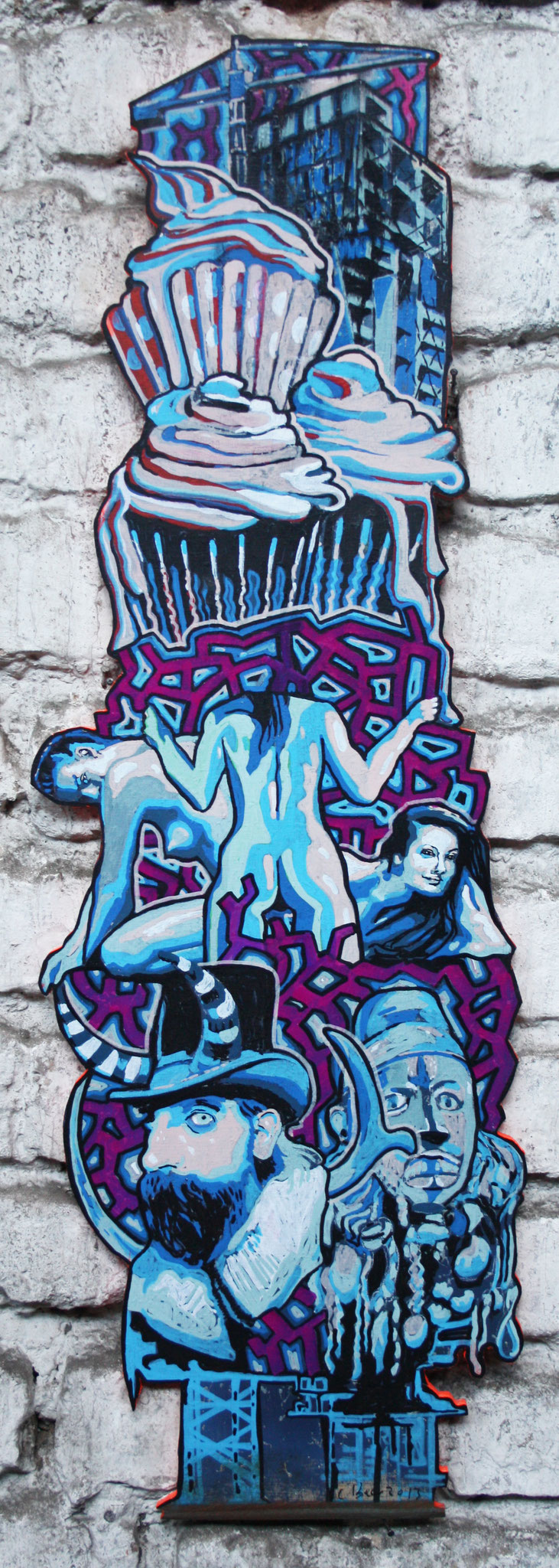 Babelcake, Acrylic and mixed media on wood, height: 0,5 m