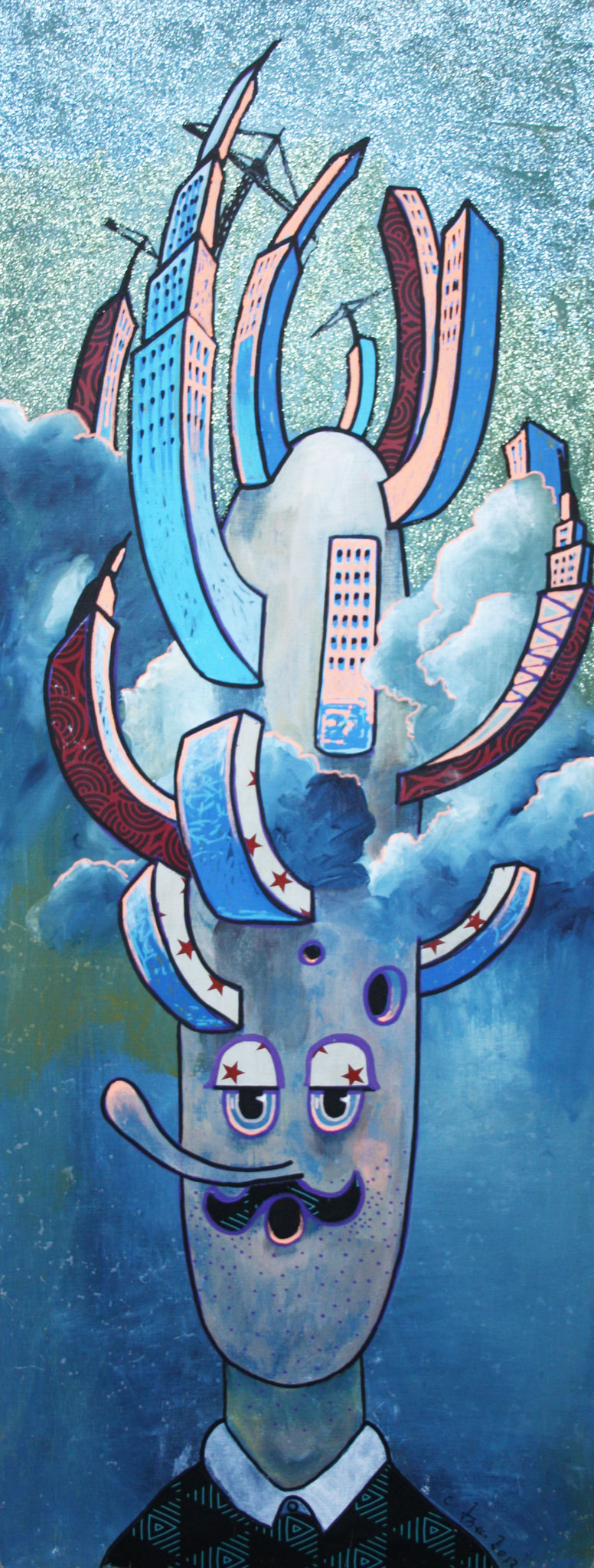 Gedanke/thought, Acrylic and mixed media on wood, 0,5 x 0,3 m