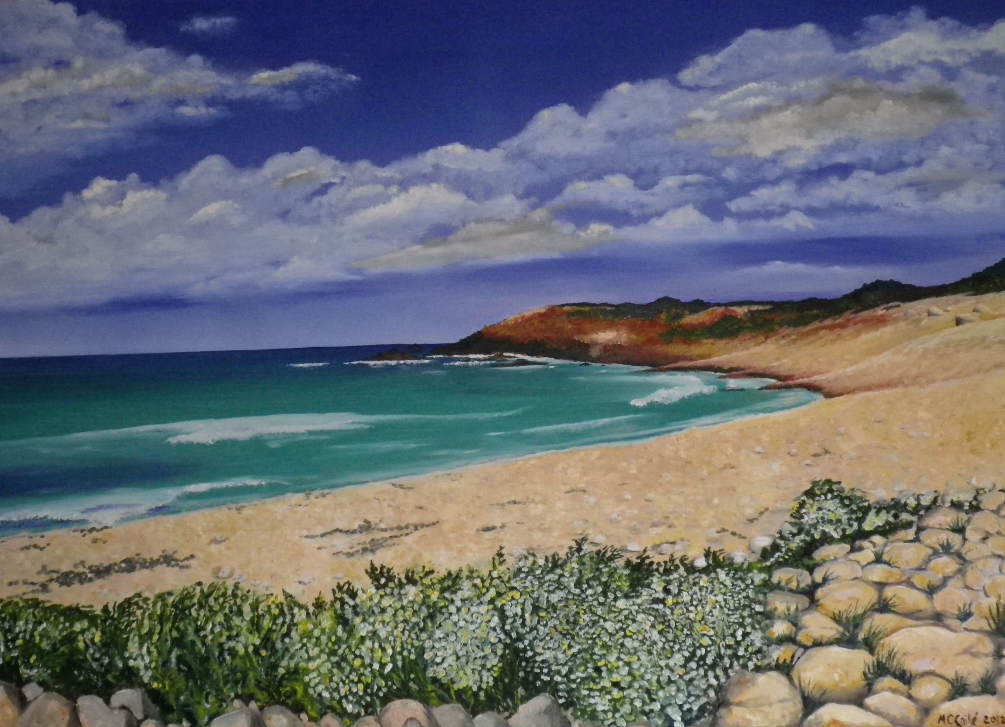 "Strand im Cotentin" - Öl auf Leinwand /" Plage du Cotentin" - Huile sur toile 80 x 100 cm