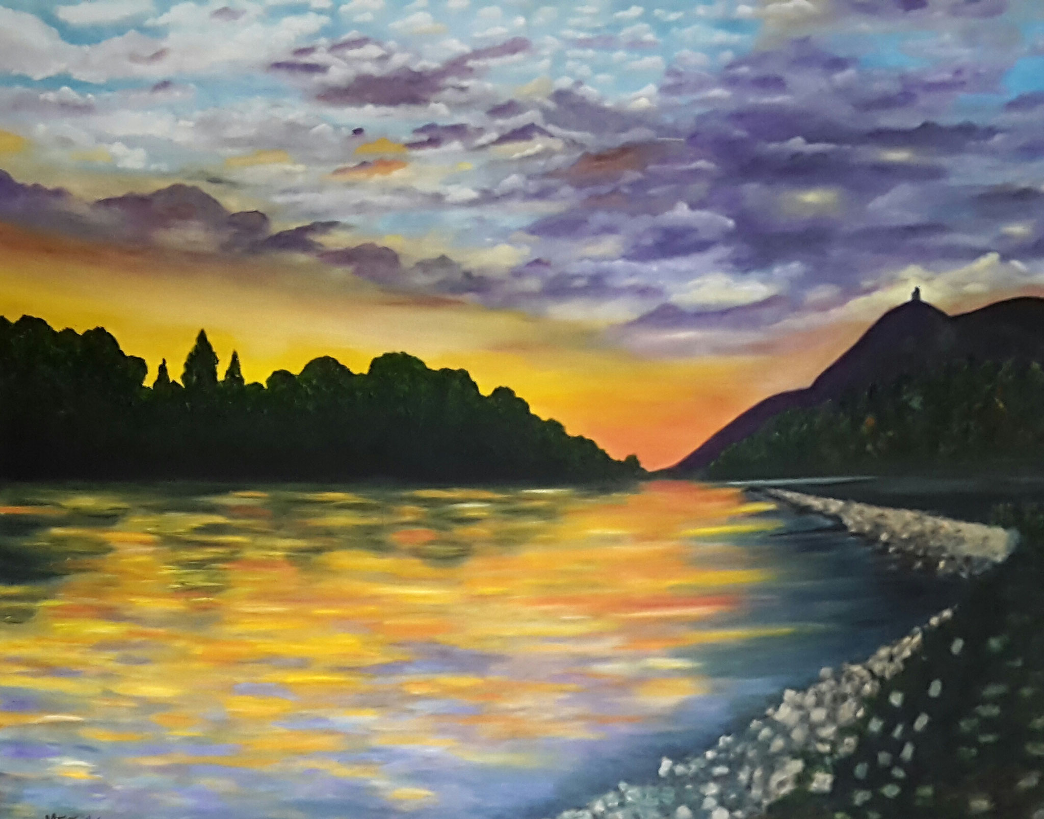 "Rheinromantik"Öl auf Leinwand / "Le Rhin romantique" huile sur toile 80 x 100 cm