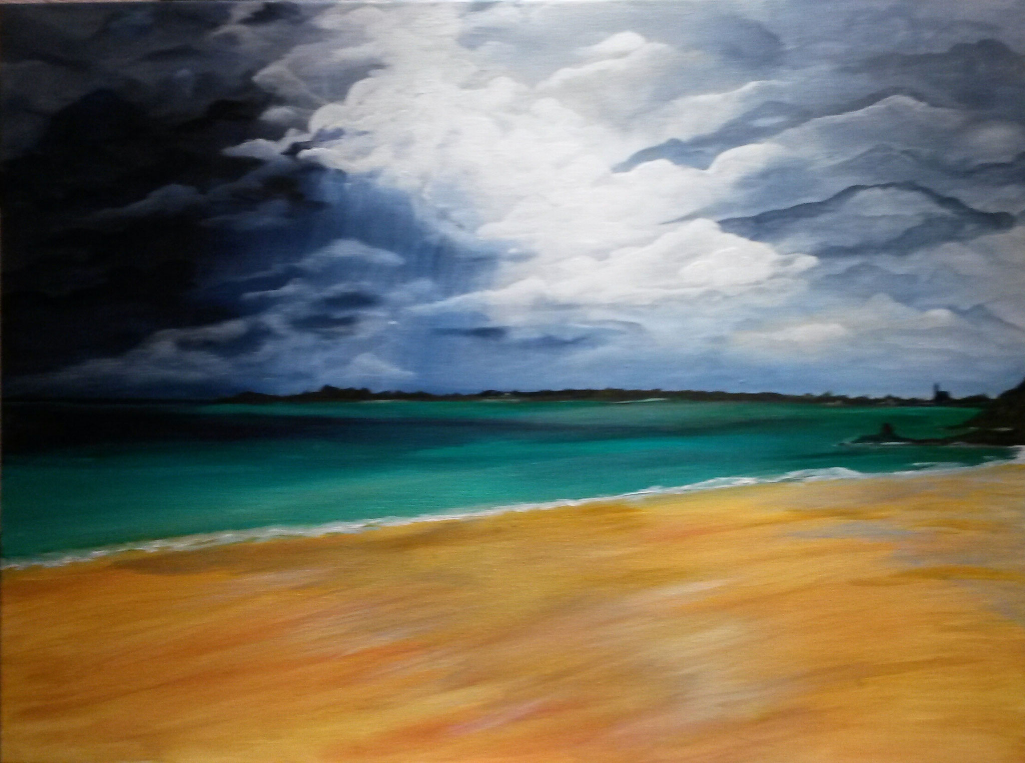 "Gewitter in der Normandie" - Acryl auf Leinwand / "Orage en Normandie"  Acrylique sur toile  80 x 100 cm 