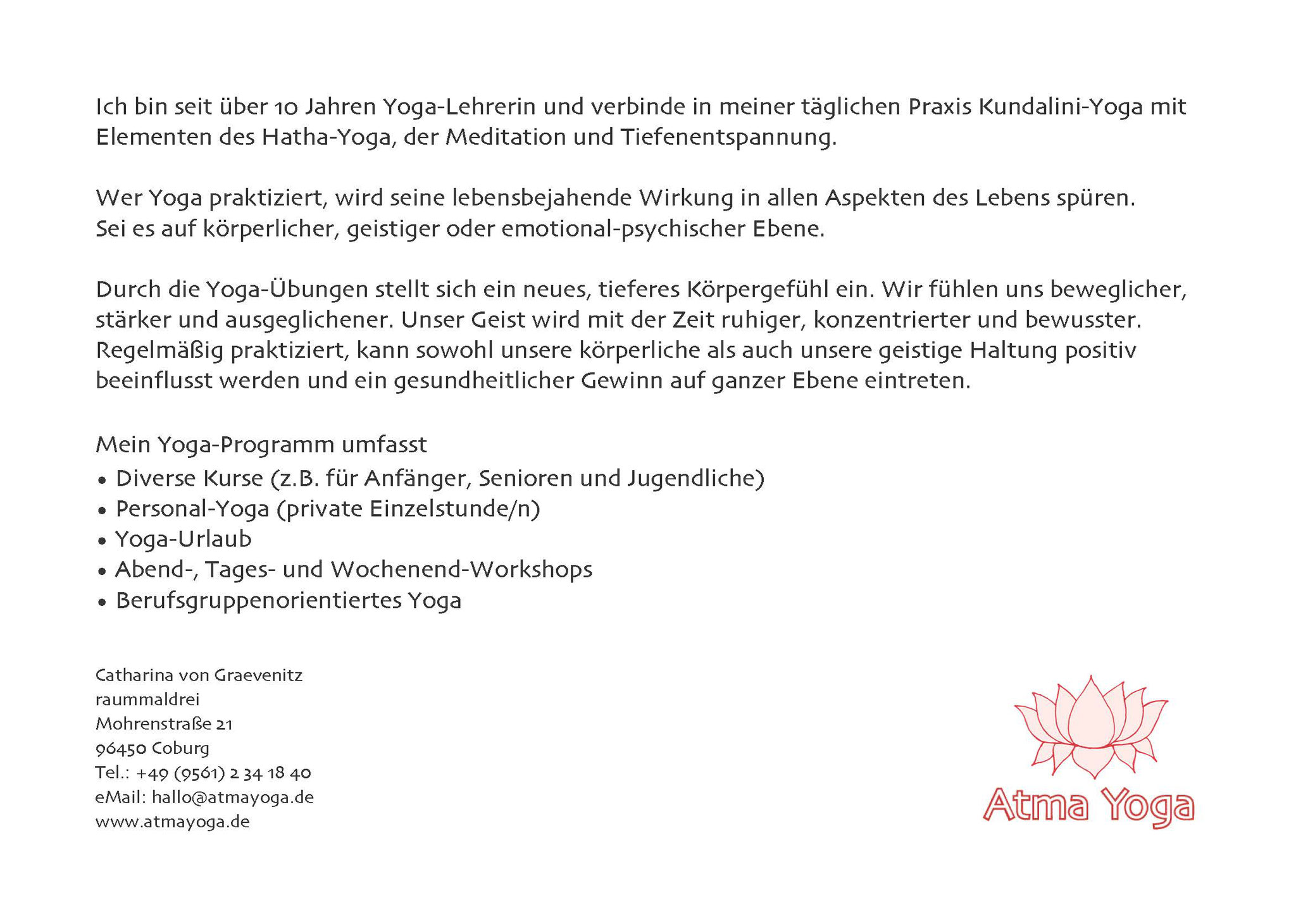 Atmayoga Visiten-Karte 