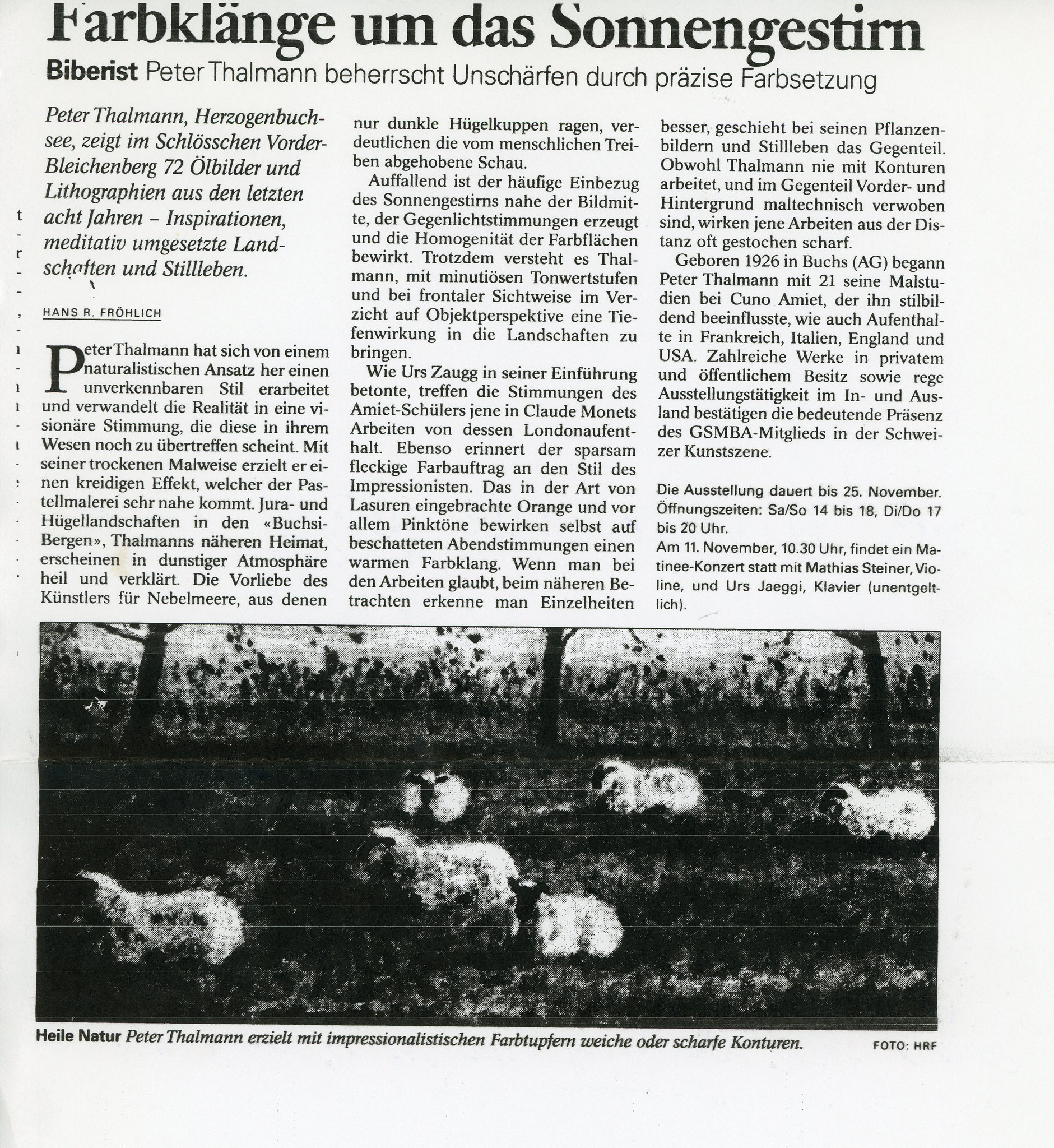 1981,  Schlösschen Vorder-Bleichenberg: Zeitungsbericht