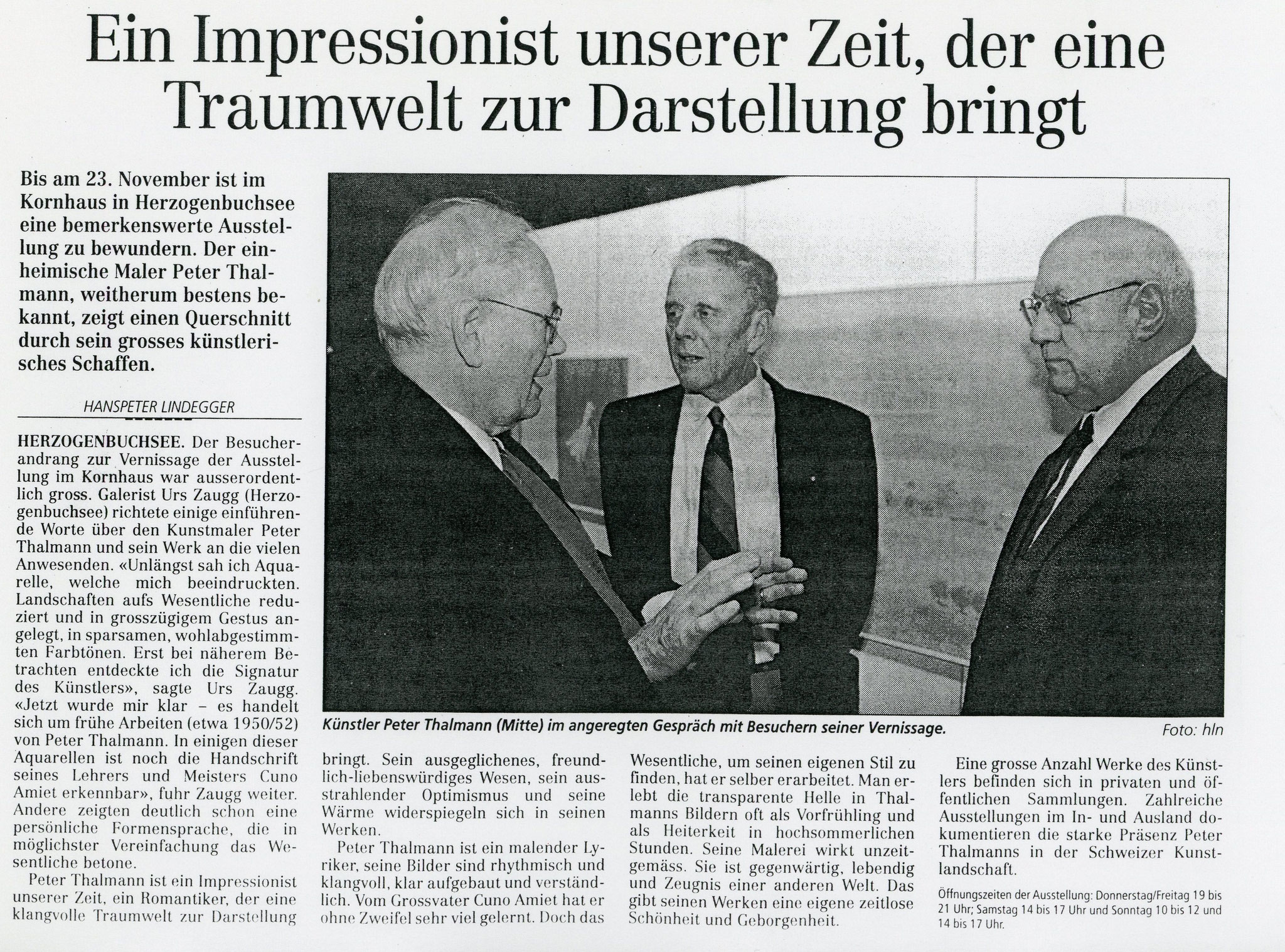 1998, Kornhaus Herzogenbuchsee: Zeitungsbericht