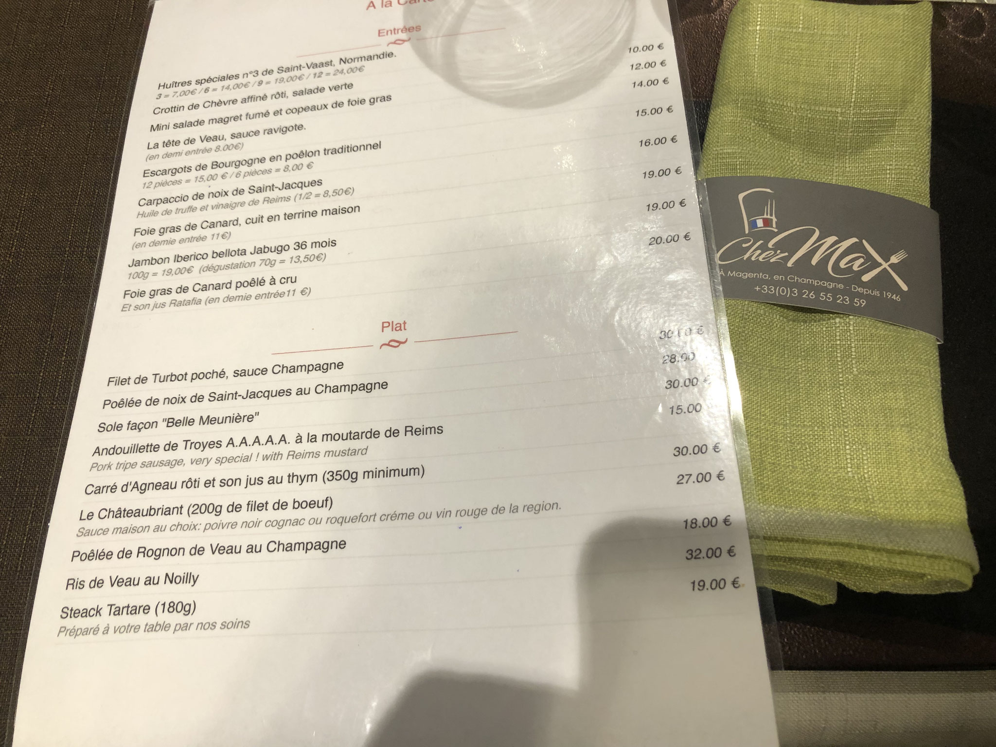 menu