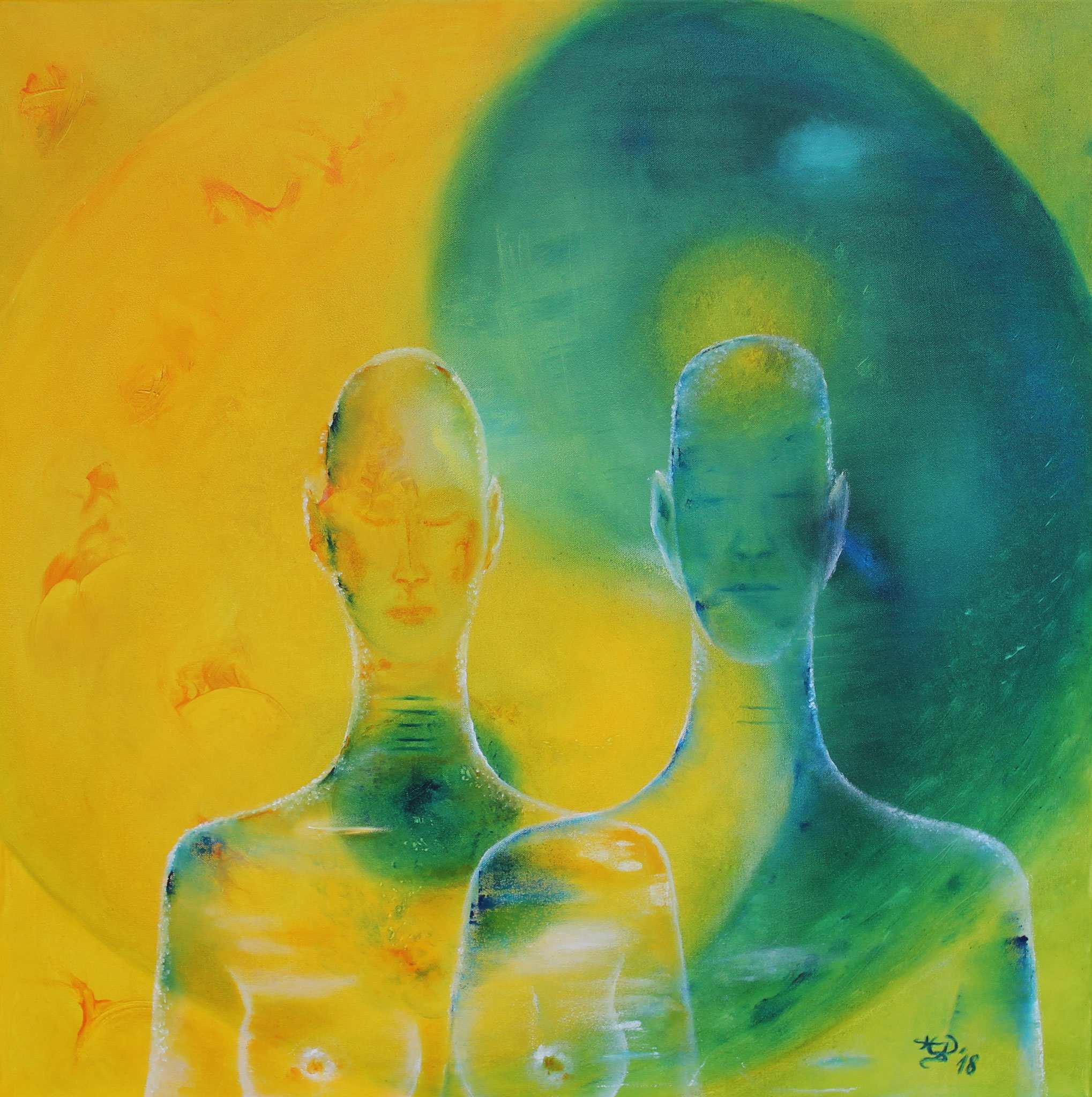 Wandlungen I - Yin & Yang, 2019, Öl, 80 x 80 cm