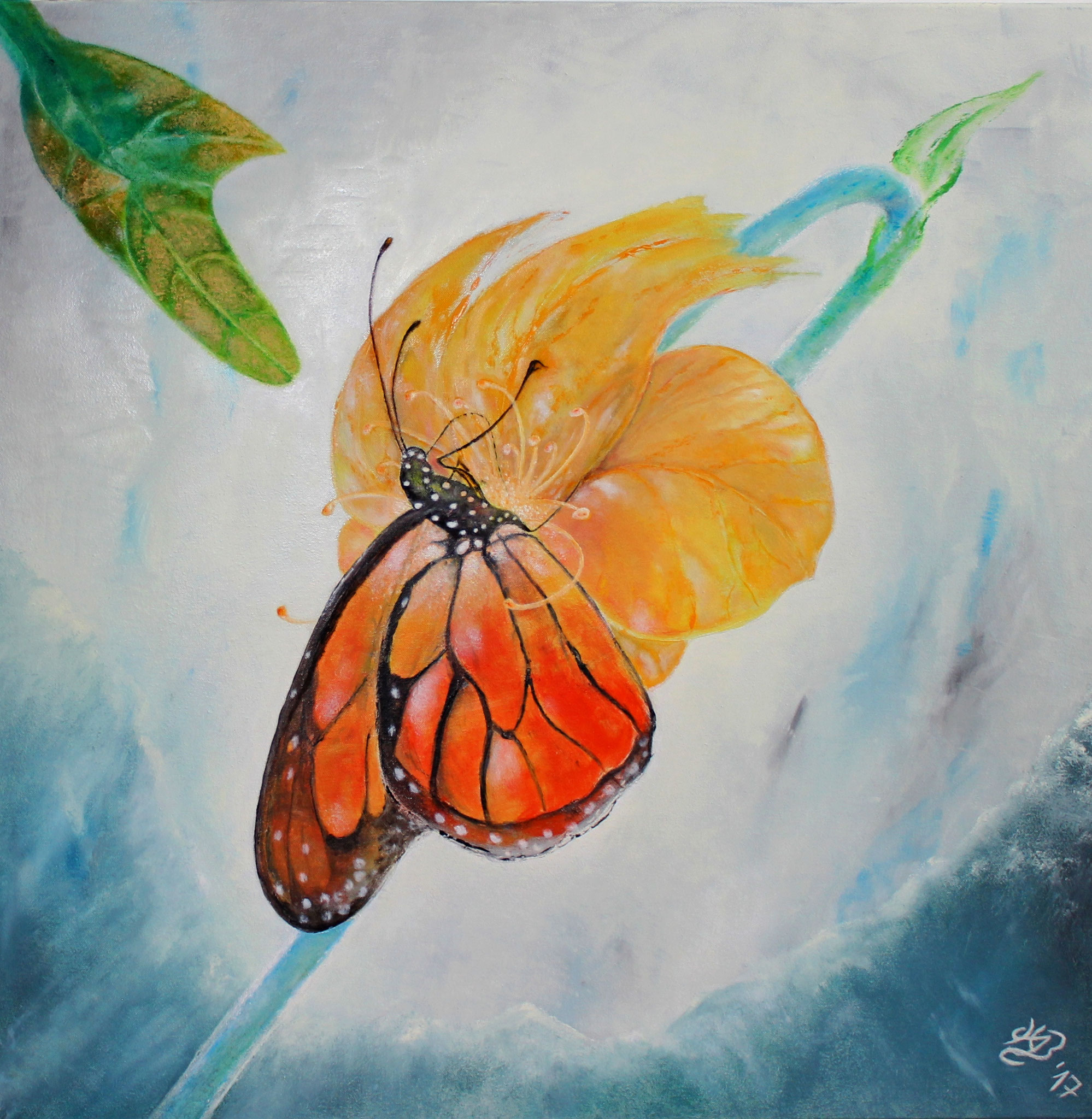 Schmetterling, 2017, Öl, 80 x 80 cm