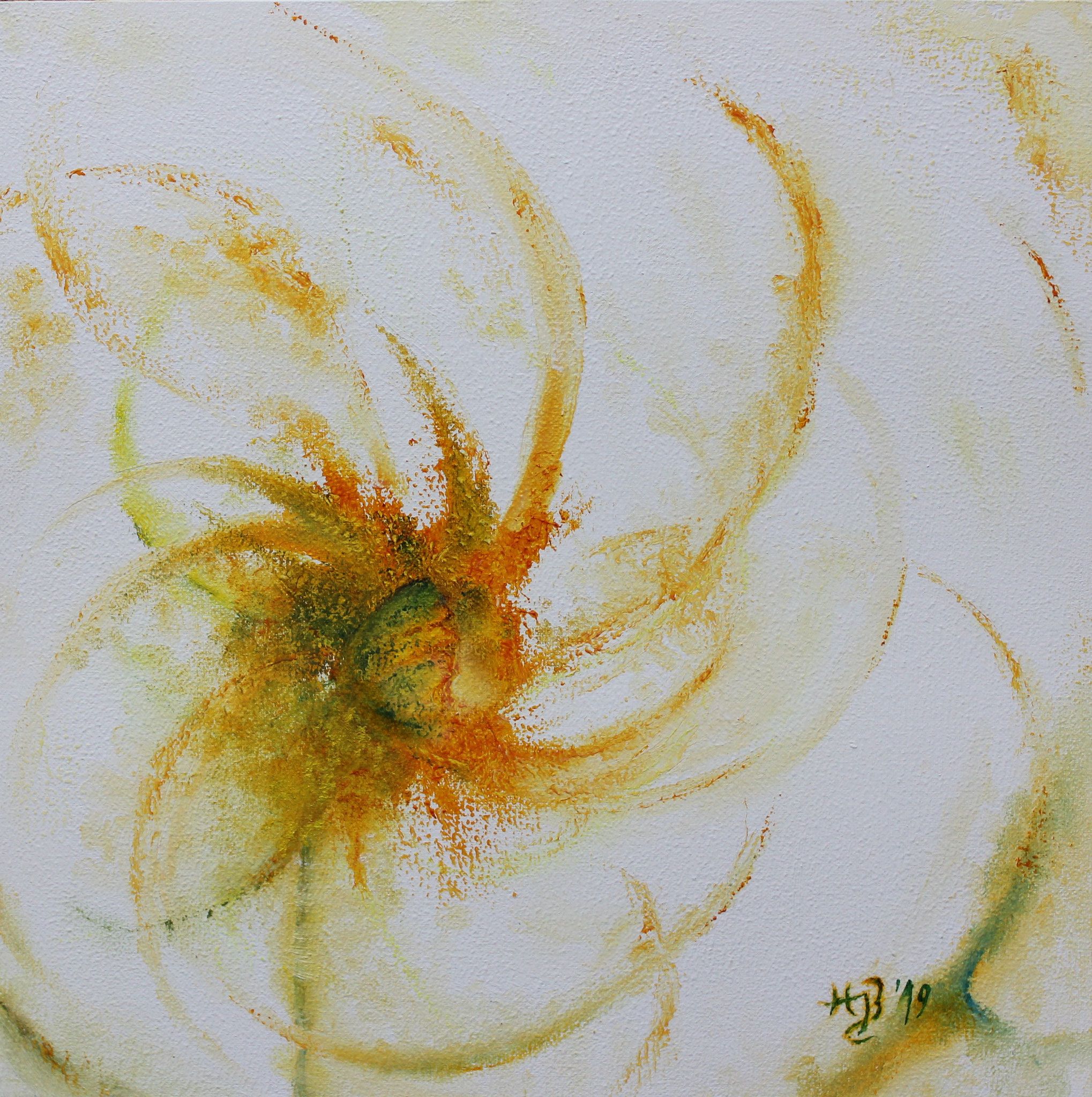 Blume, gelb, 2019, Öl, 40 x 40 cm