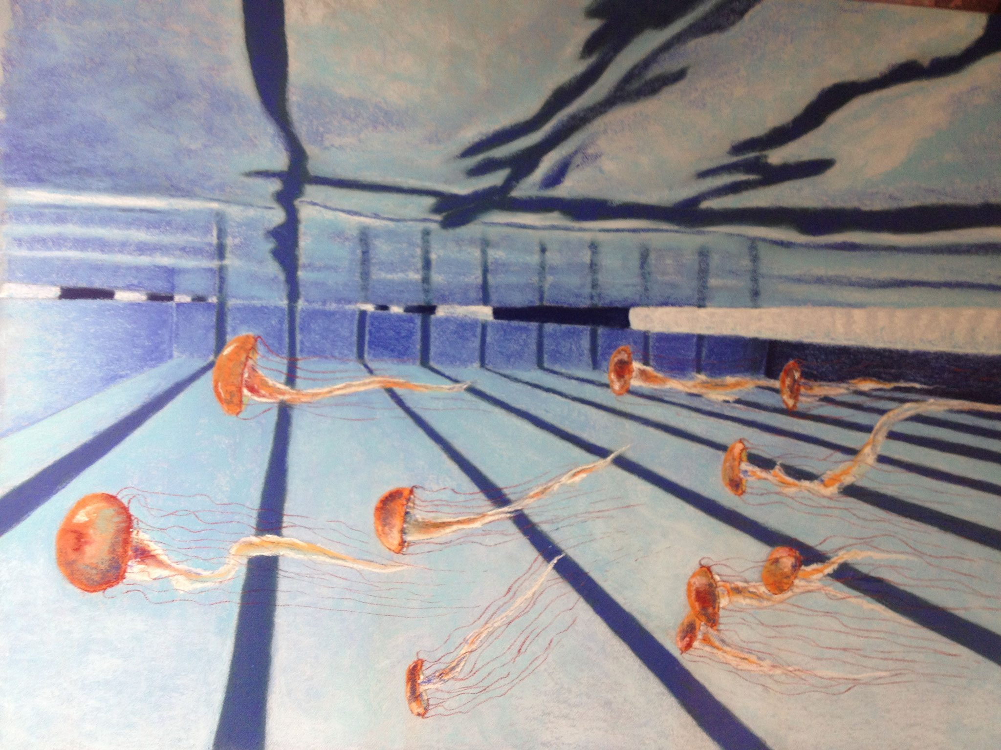 Méduses dans la piscine, 80x120, 2000 €