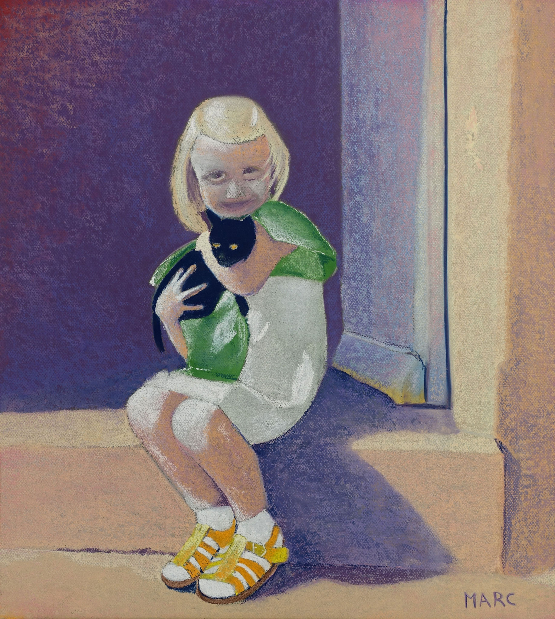 Fabi et son chat, 57x64, vendu