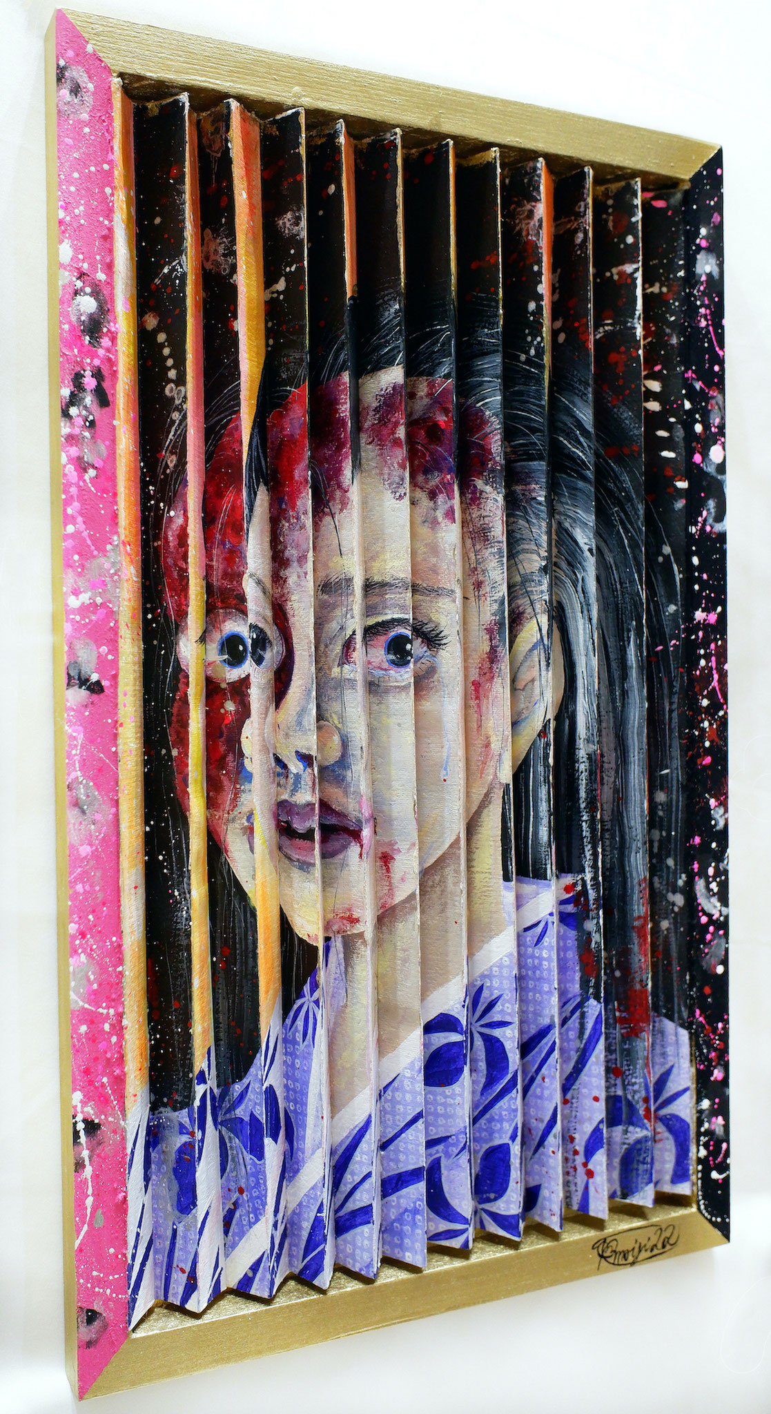 『 Anemone 』acrylic on paper, covered resin (45.5×27.3cm/M8)