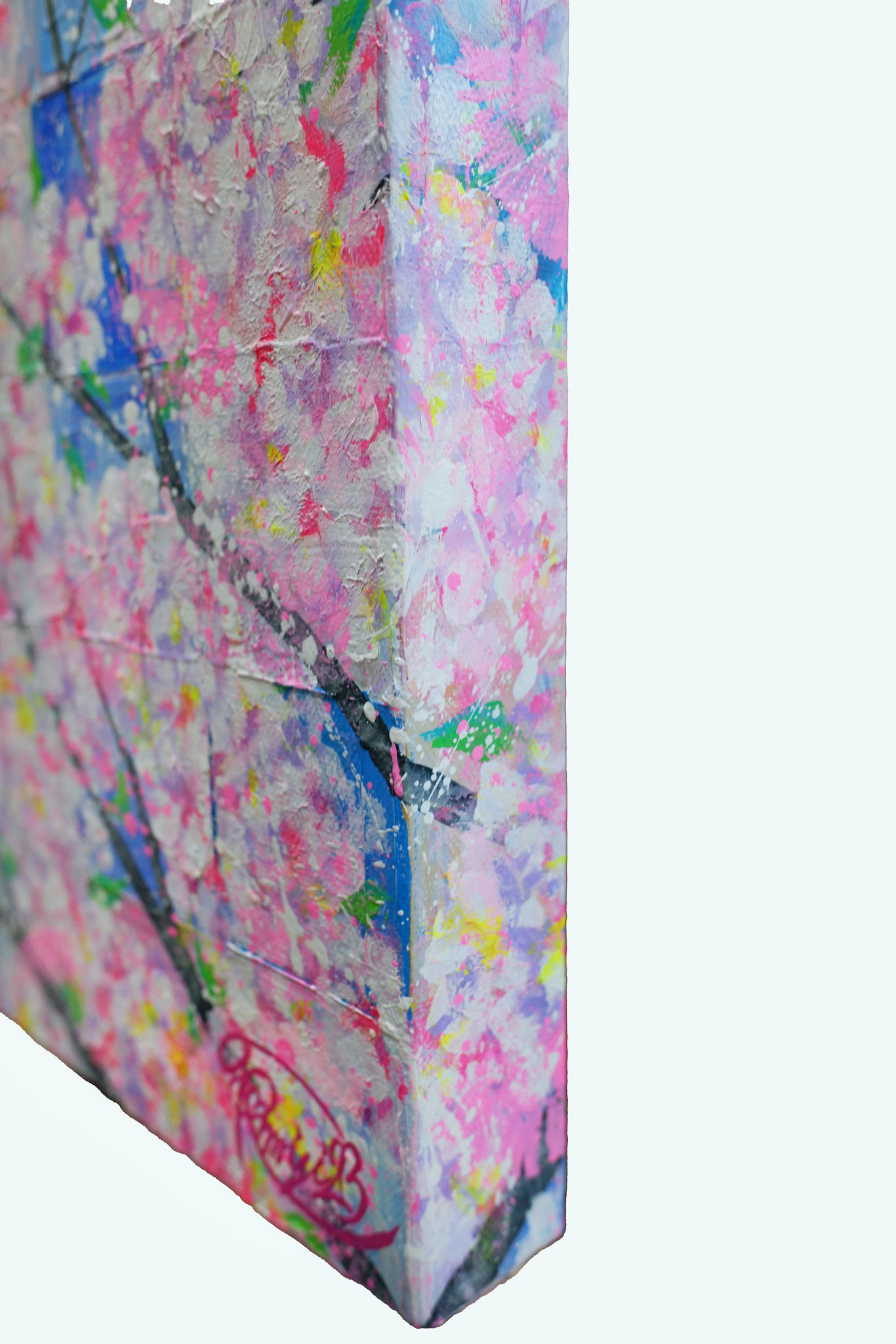 『 light-hearted 』Acrylic, 24K gold-leaf, brass foil sheet, mixed-media on canvas (40×40×3.7cm)