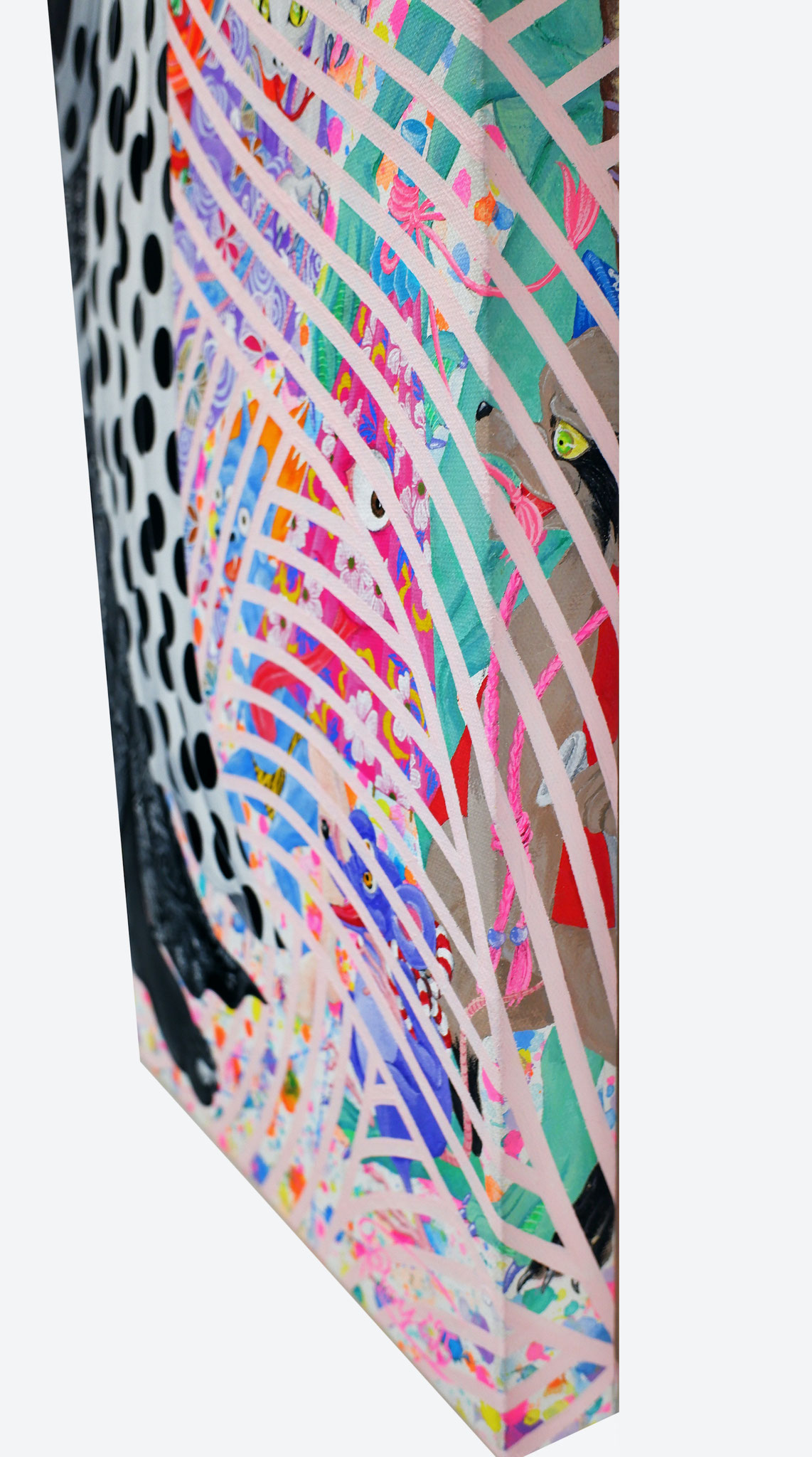 『 WHIMSICAL 』acrylic, platinum-leaf, mixed-media on canvas (90×30×3.8cm)