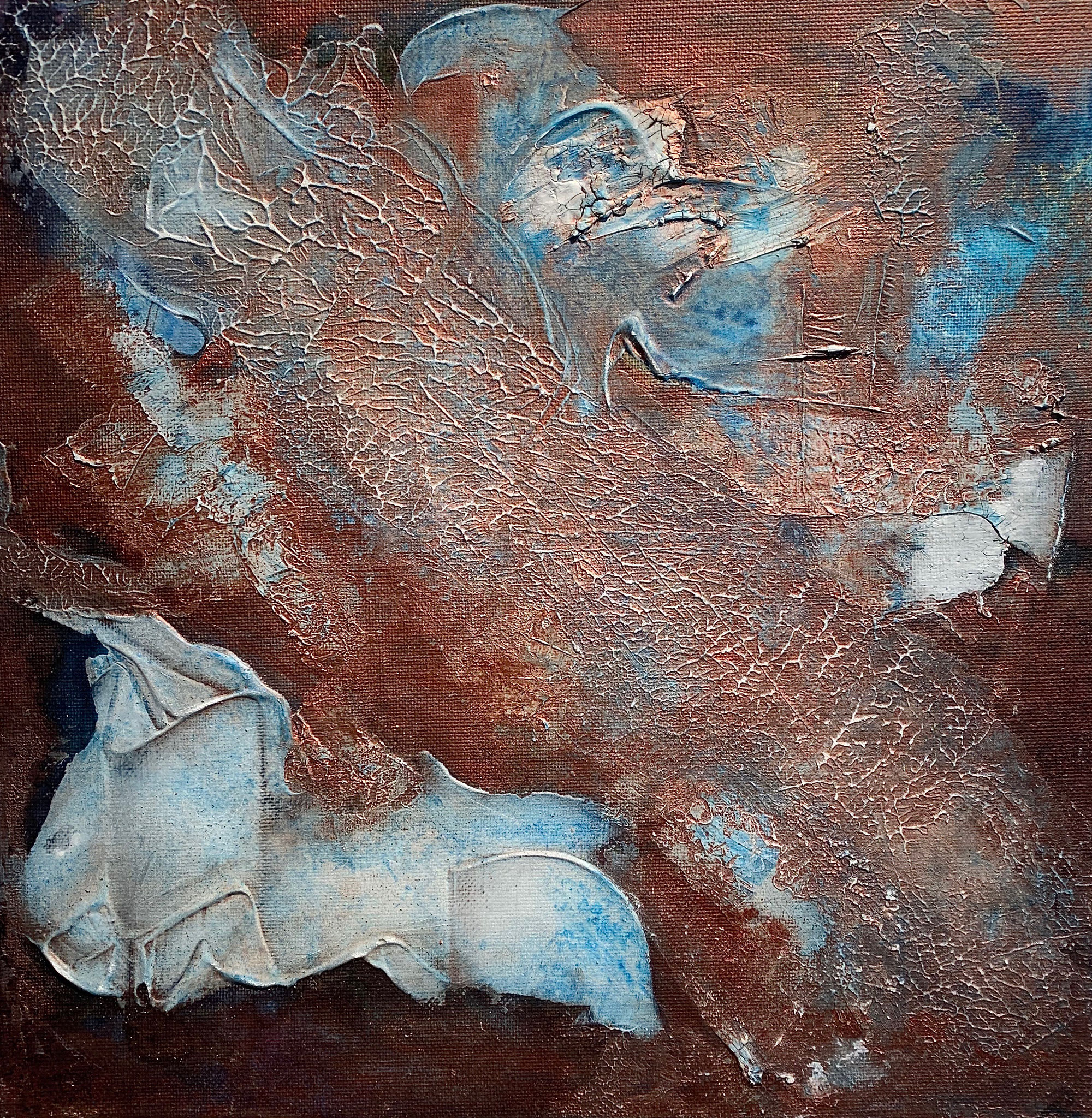 "Little Copper", 30 x30cm Acryl-Struktur auf Malkarton
