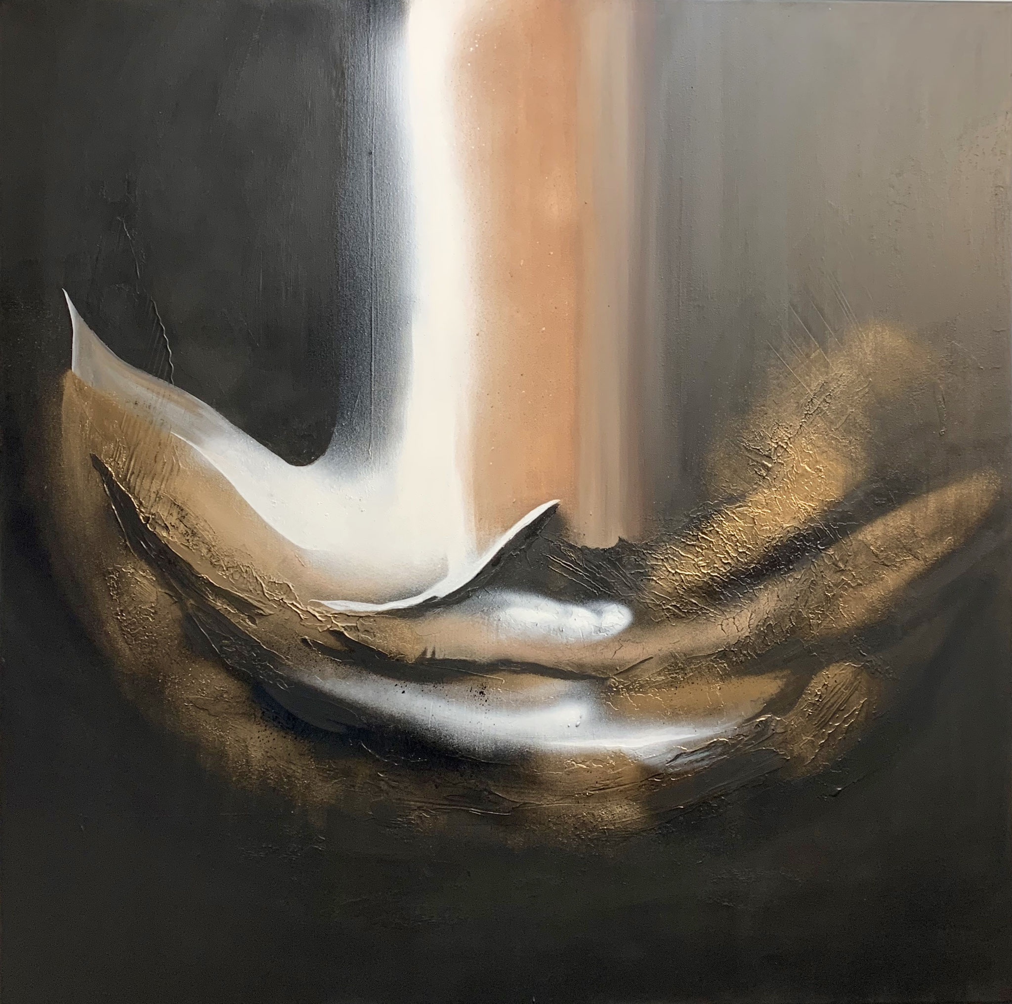 "Transformation ins Neue" 100 x 100 cm Acrylmix mit Textur auf Leinwand