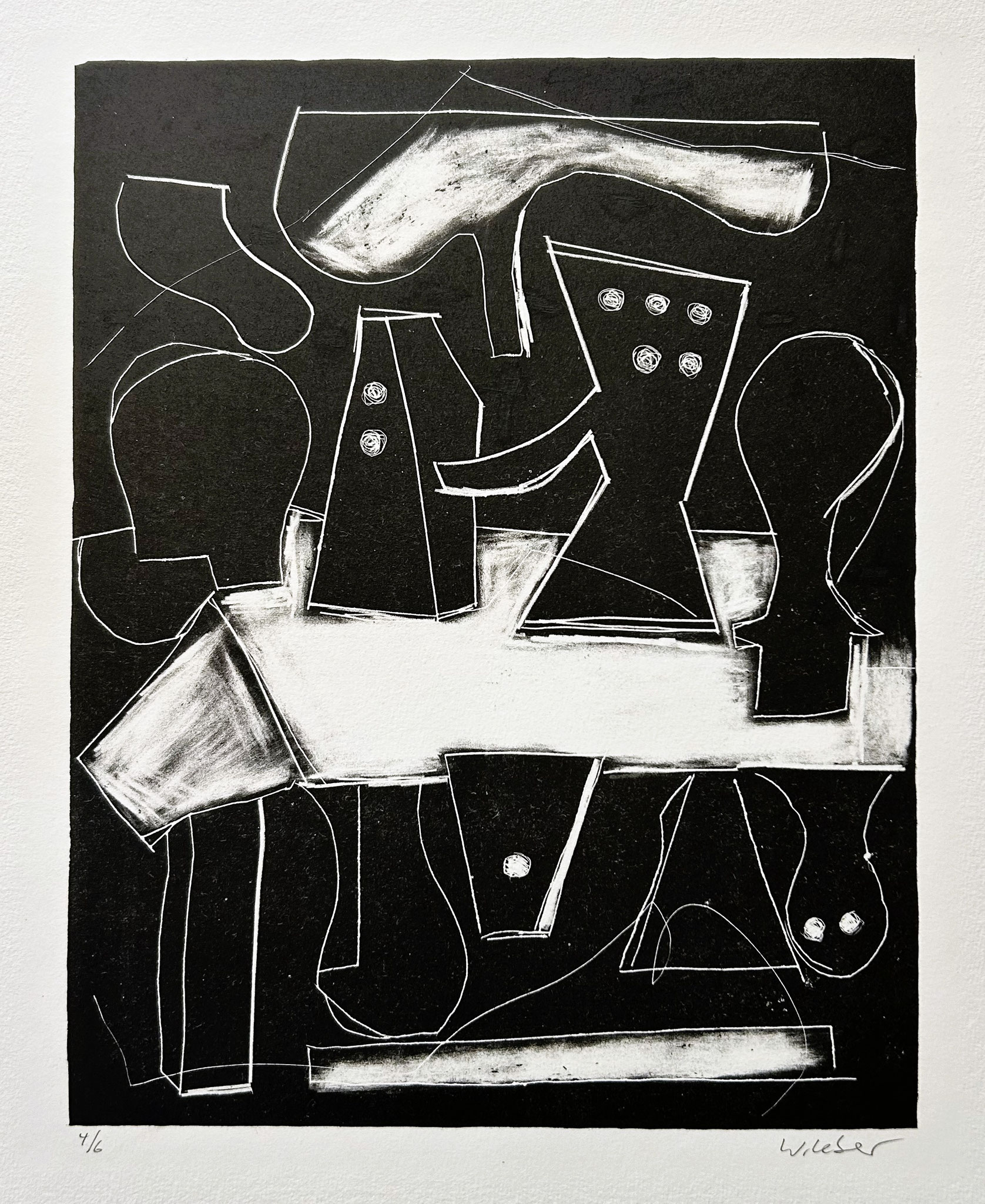 Wolfgang Leber, Tischgesellschaft, 2016, Lithografie