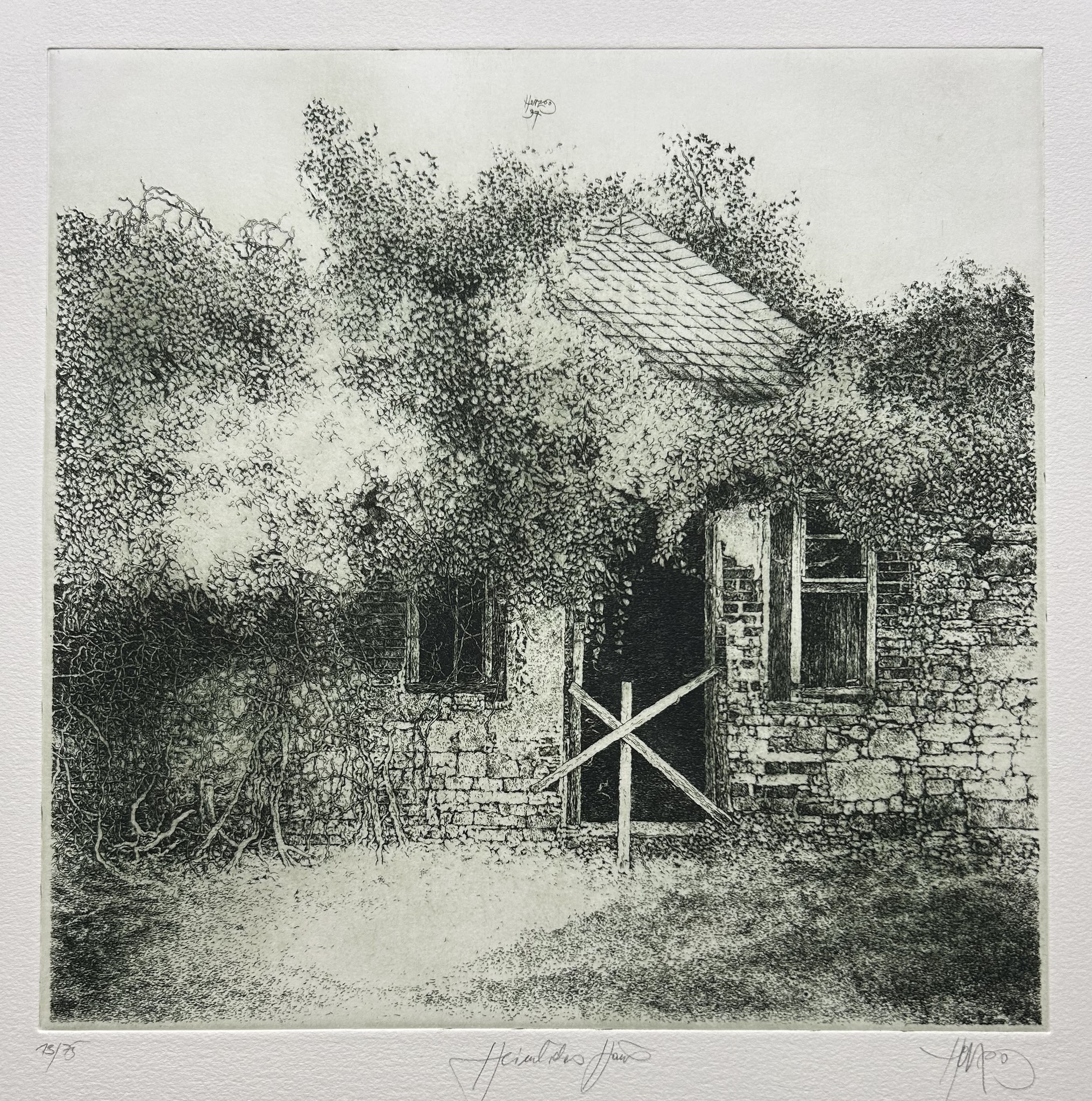 Walter Herzog, Heimliches Haus, 1997, Radierung