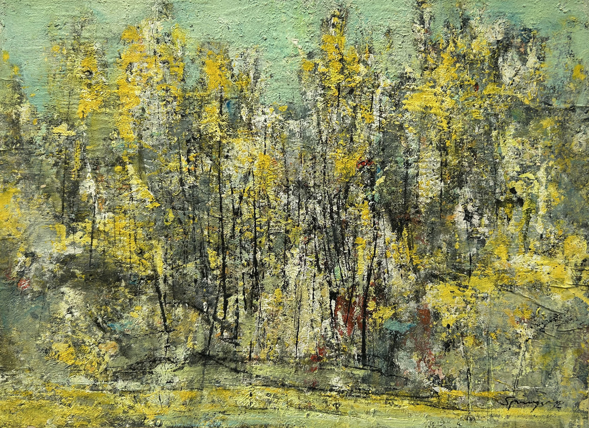 Reinhard Springer, Im Gebergrund 14, 2018, Öl auf Papier
