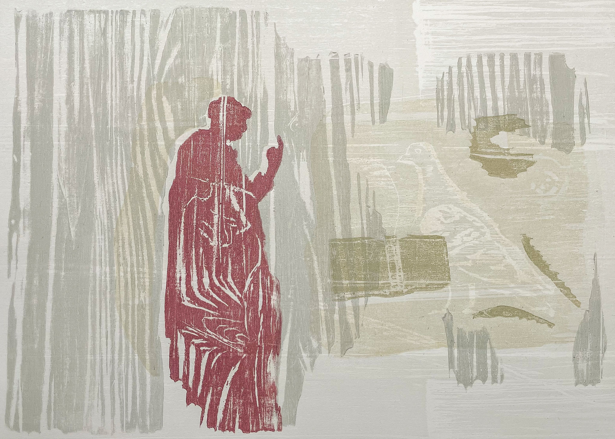 Constanze Hohaus, Thomas von Aquin - Wahr ist,was ist, 2024, Farbholzschnitt