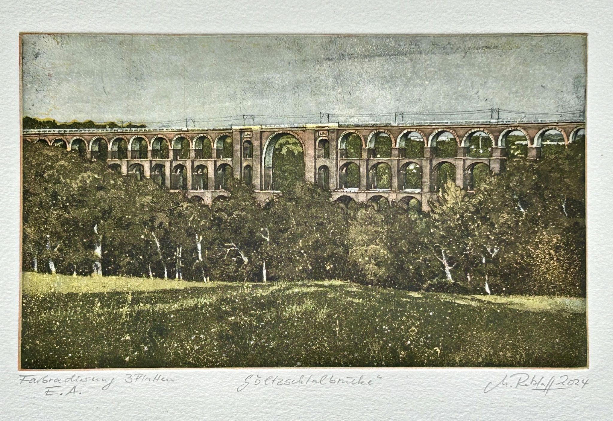 Markus Retzlaff, Göltzschtalbrücke, 2024, Farbradierung